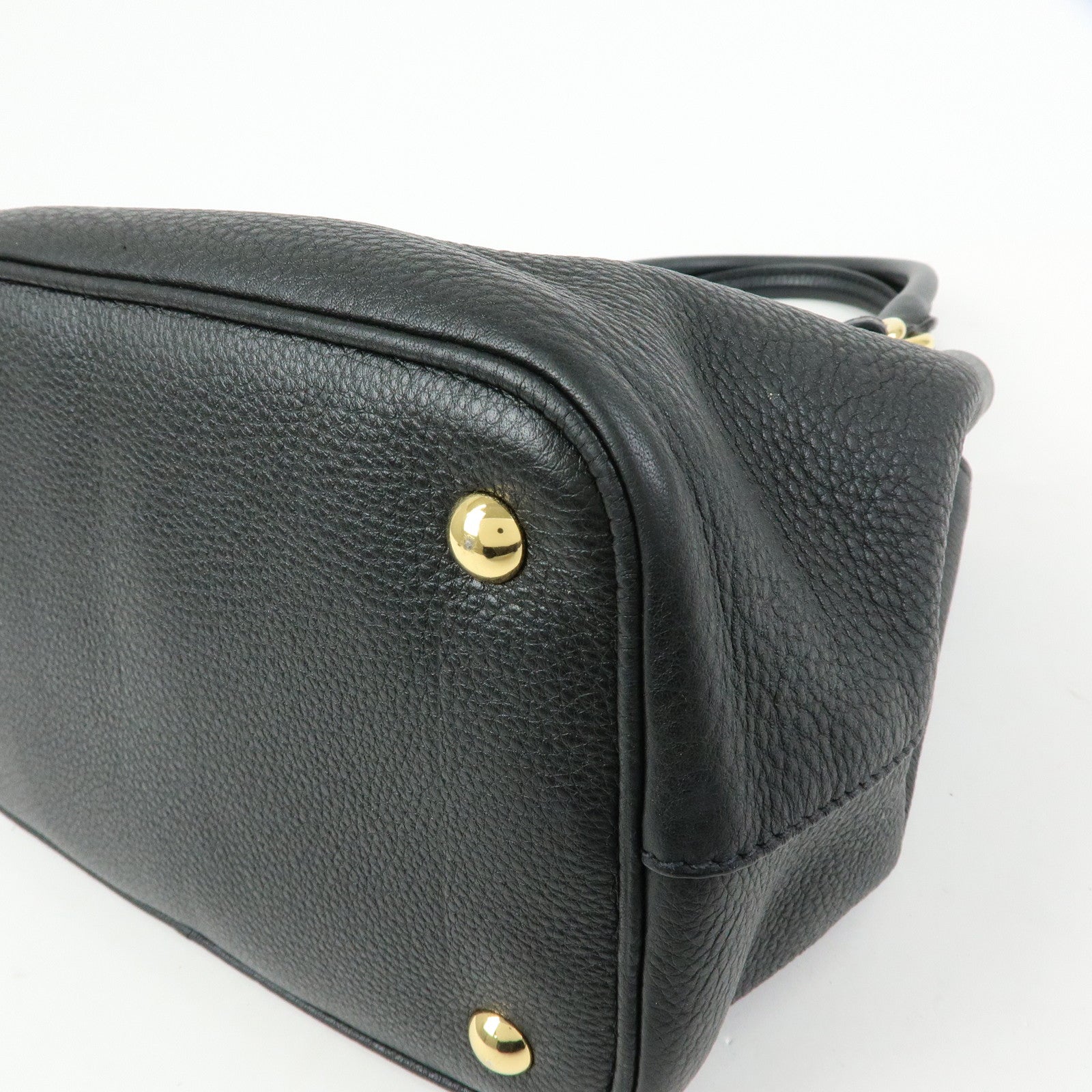 MIU MIU Madras Leather 2Way Bag Hand Bag Shoulder Bag Black 5BE886