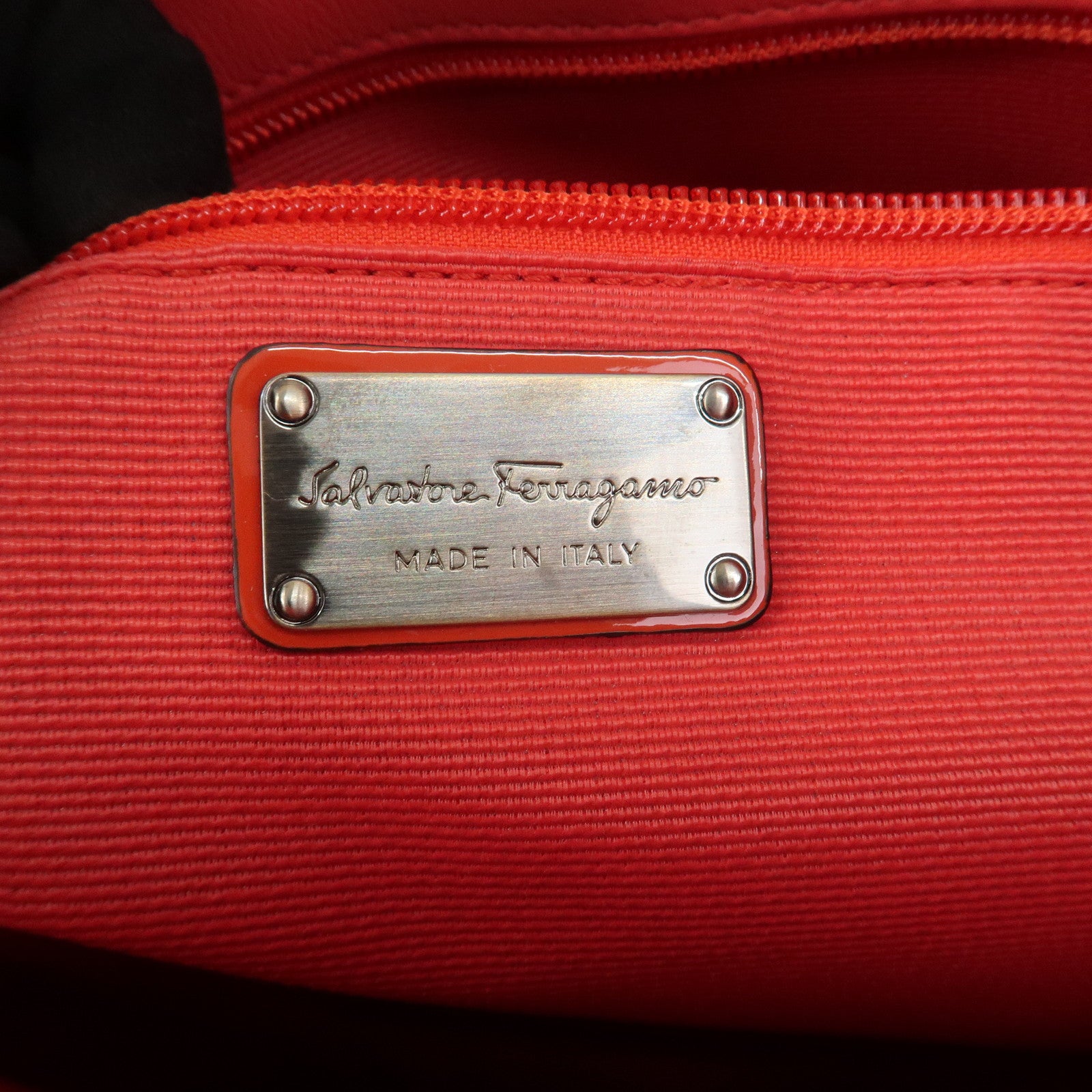 Ferragamo Vara Patent Leather Shoulder Bag Orange