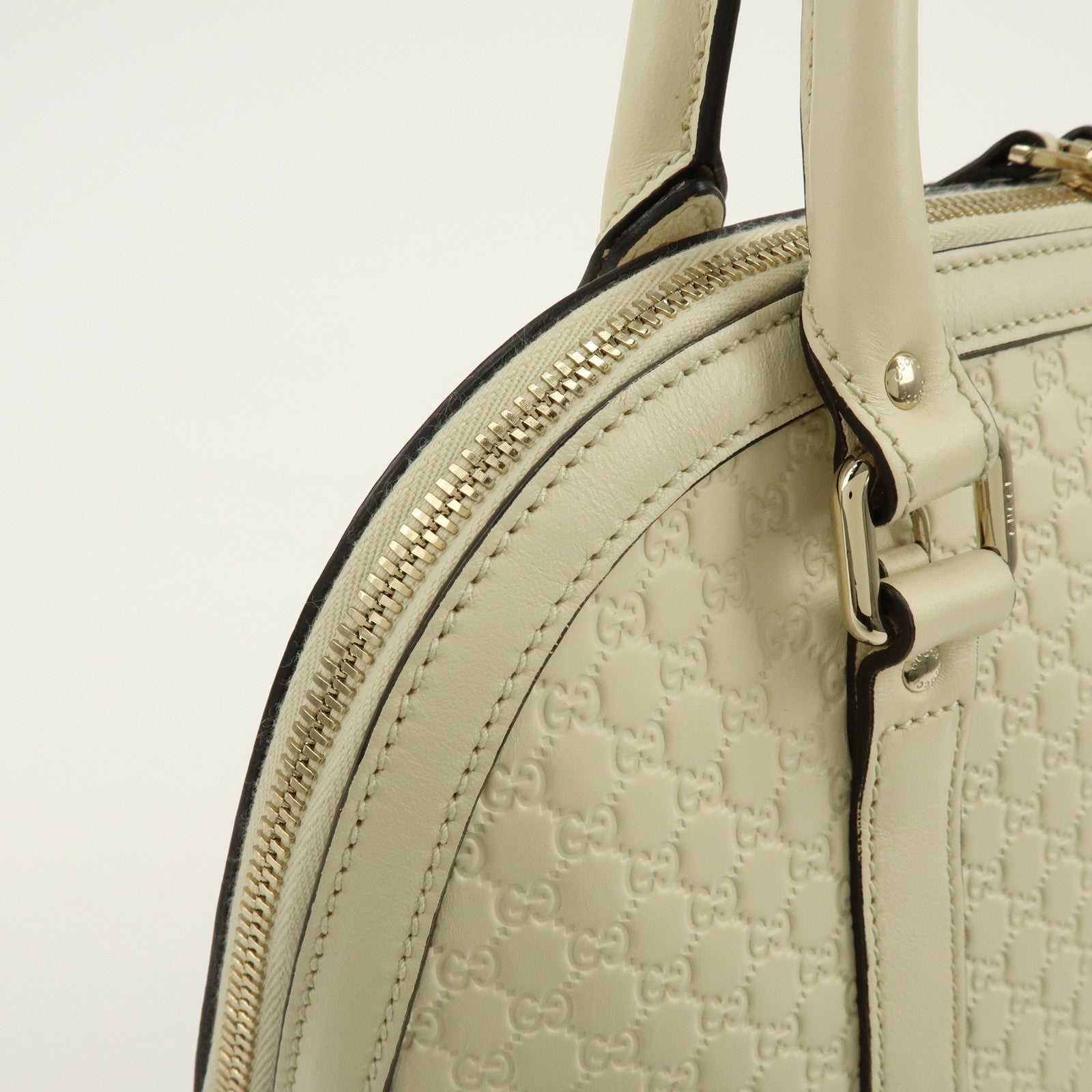 GUCCI Microguccissima Leather 2Way Bag Hand Bag Ivory 449663