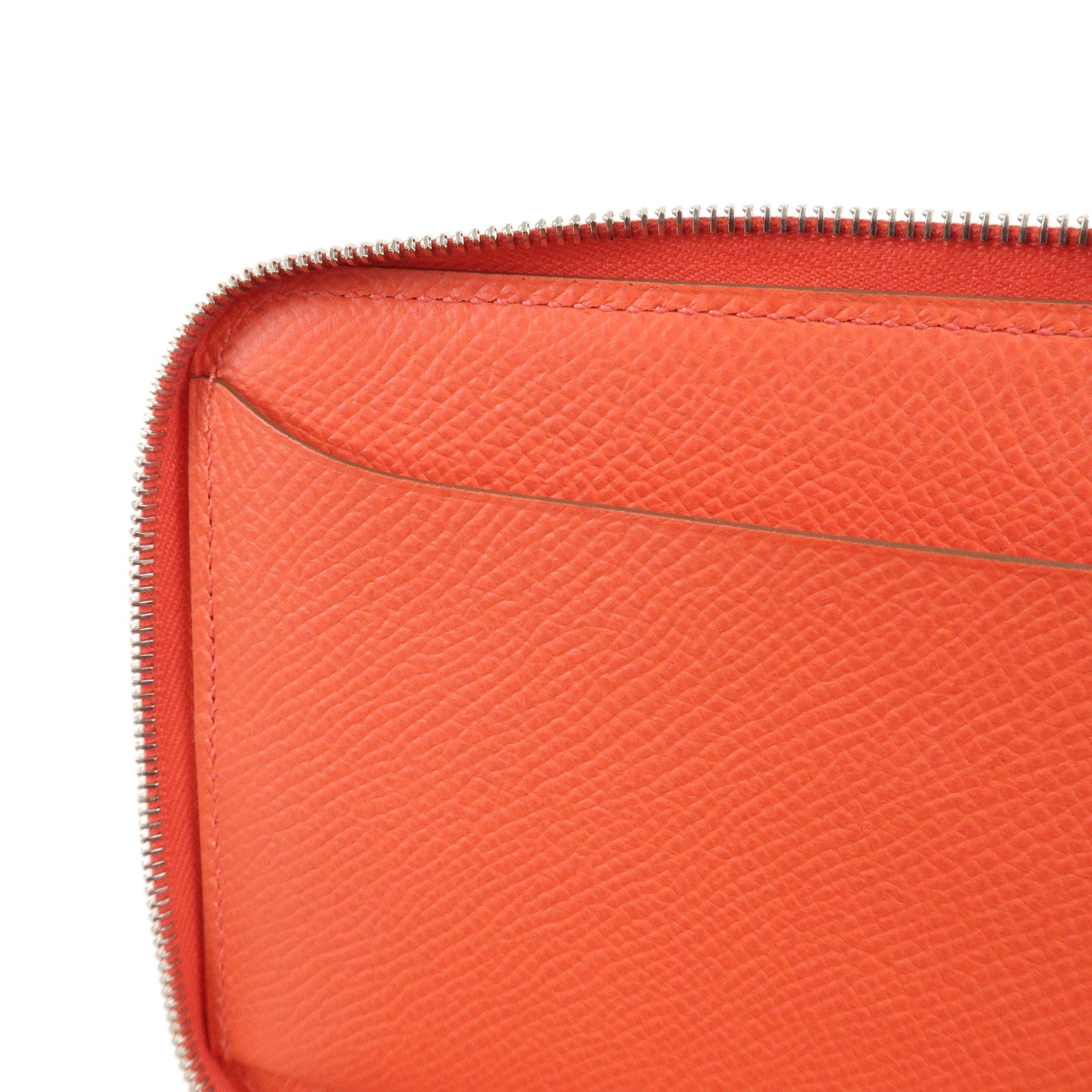 HERMES Soie Cool Flamingo Party Silk Leather Wallet Rose Gype Used