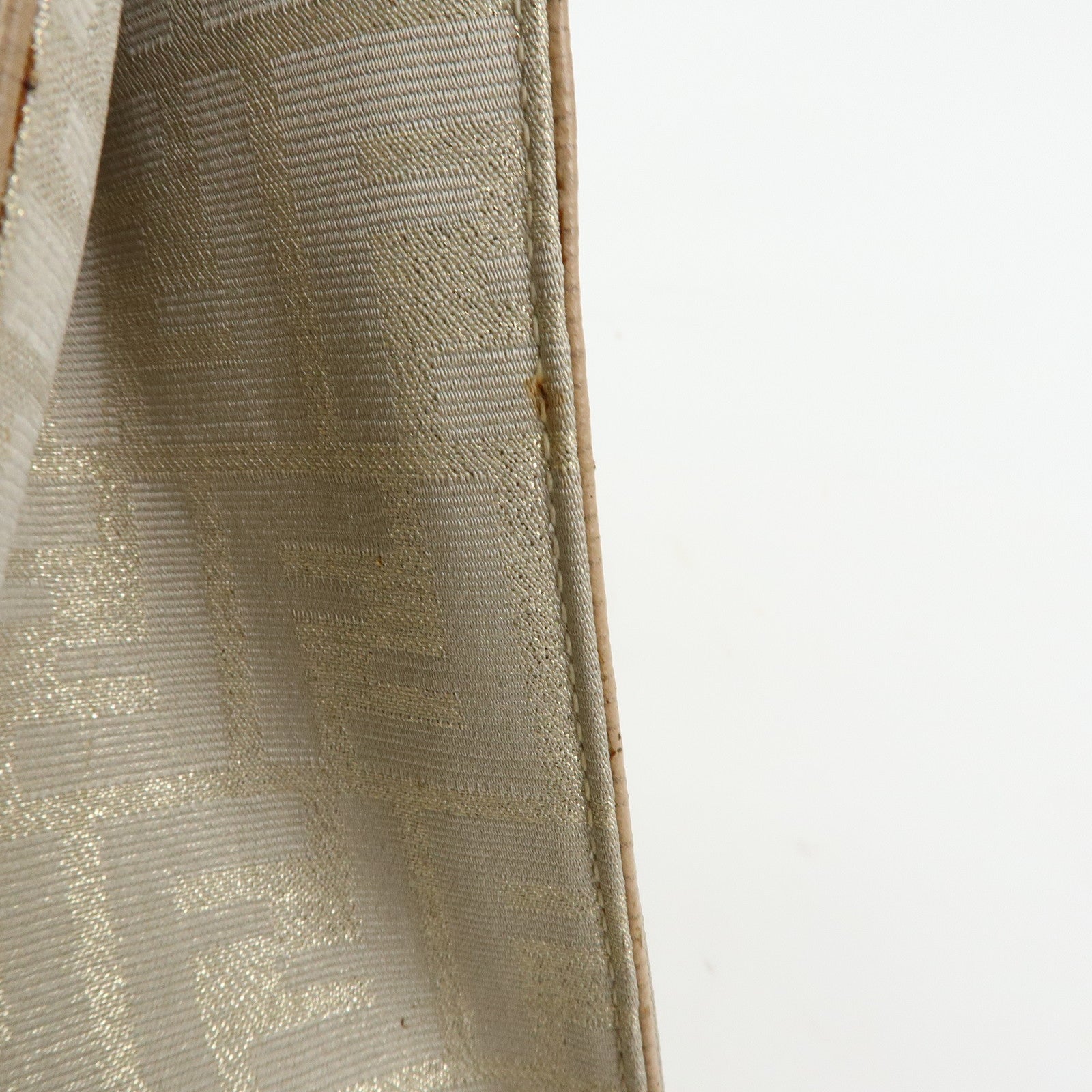 FENDI Zucca Canvas Leather Shoulder Bag Beige