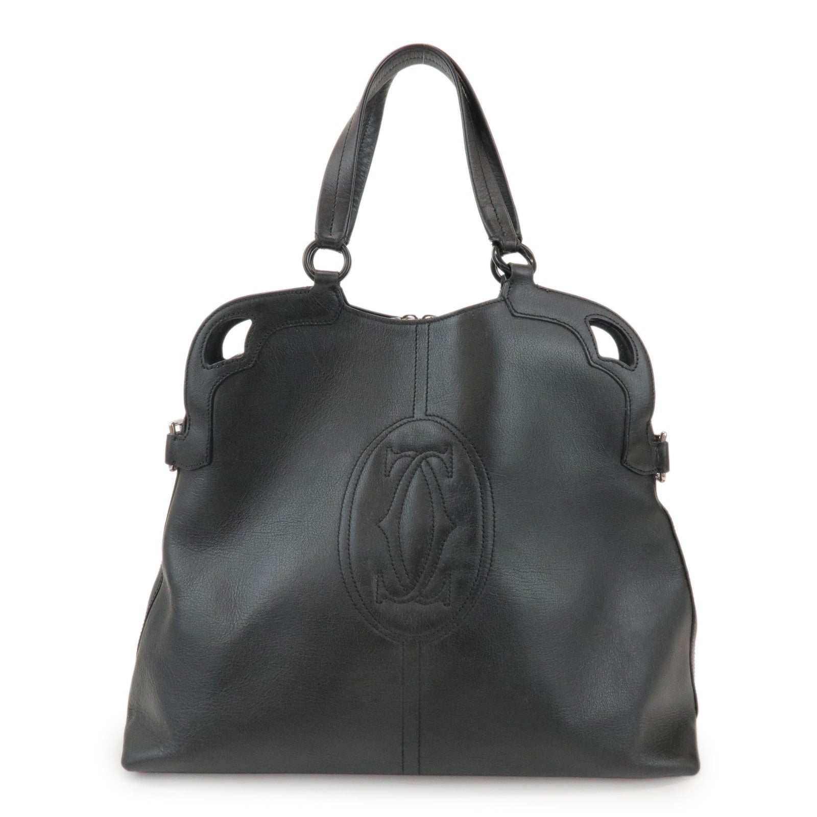 Cartier Must de Cartier Leather Hand Bag Tote Bag Black