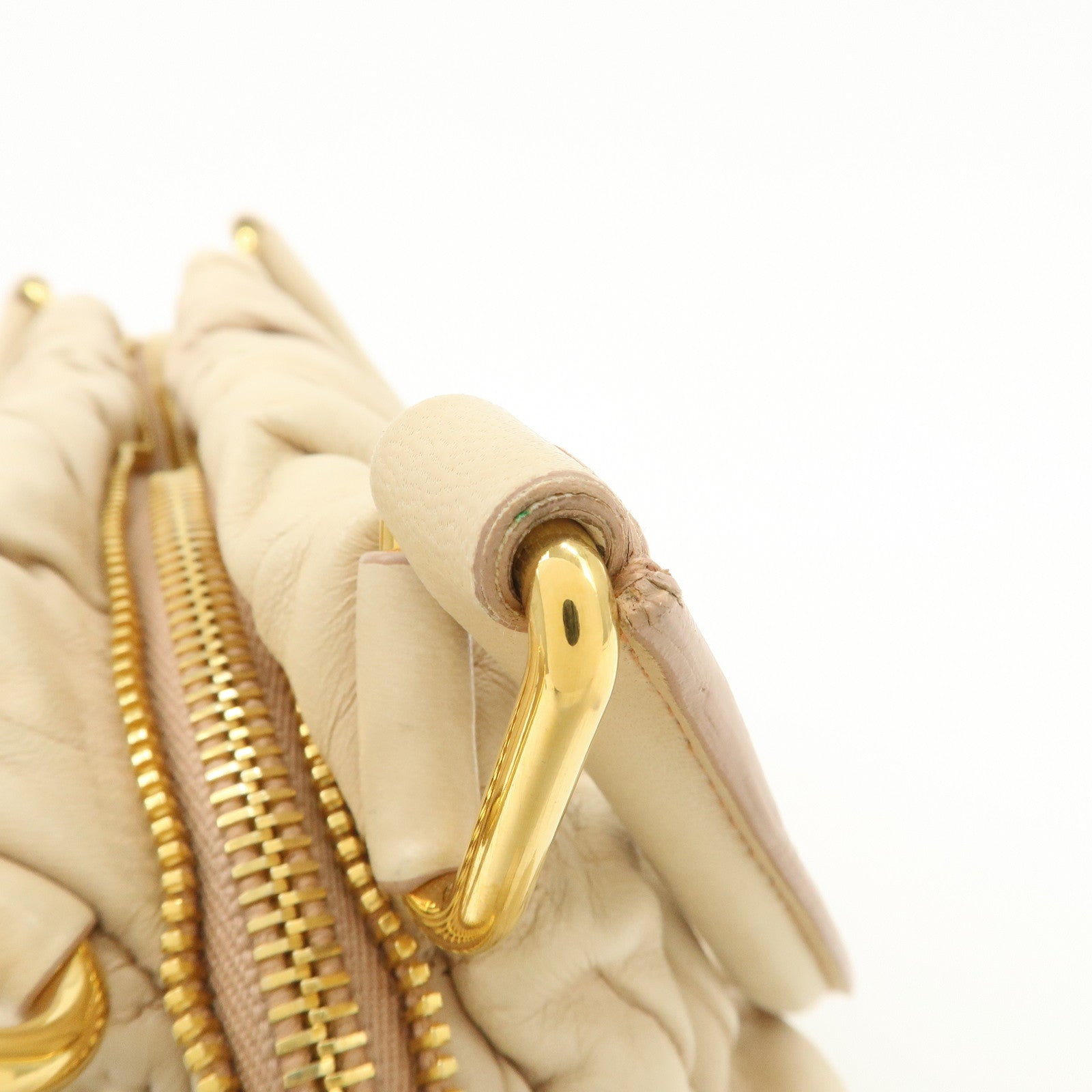 PRADA Nappa Leather Gathered Ribbon Shoulder Bag Hand Bag BR4492