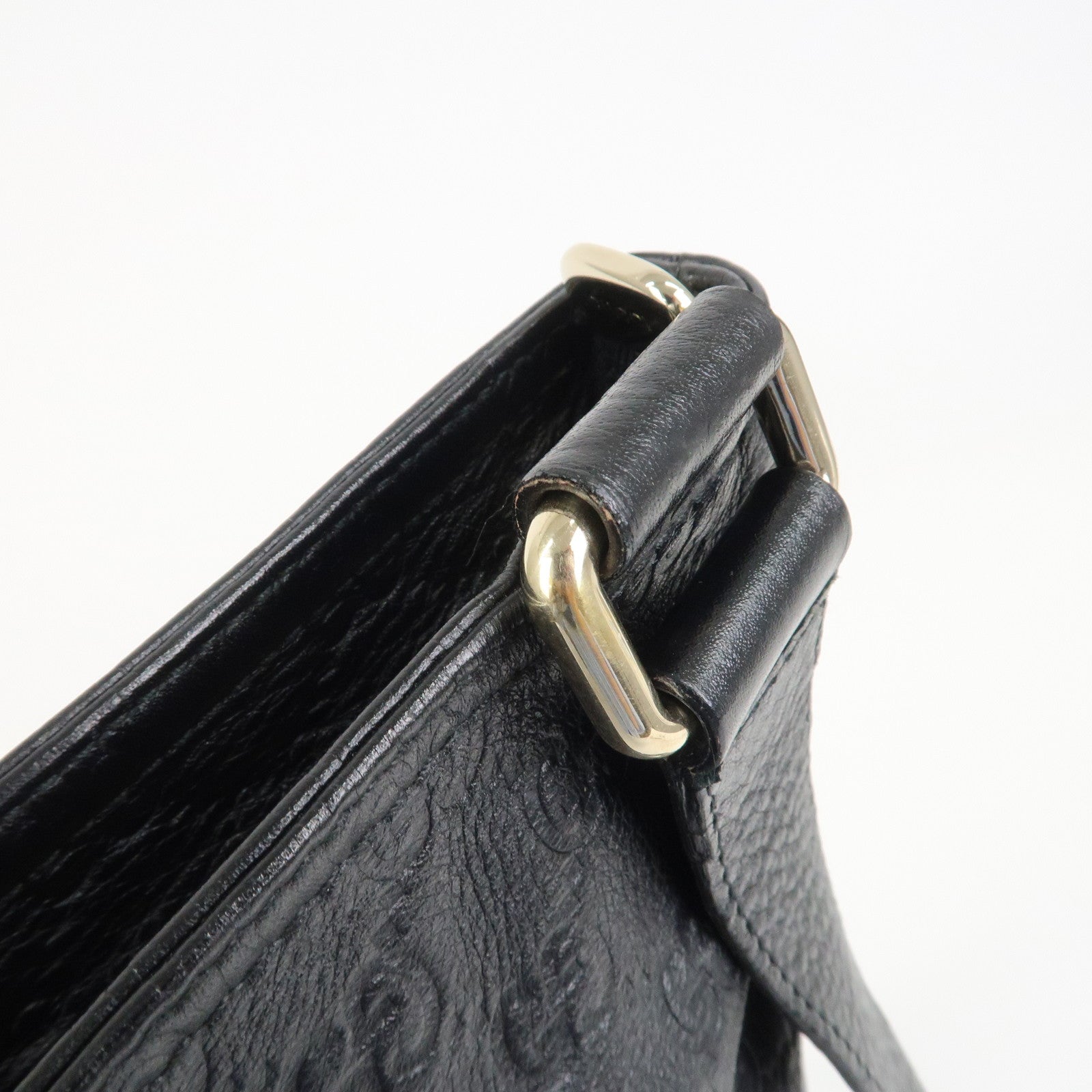 GUCCI Guccissima Leather Shoulder Bag Crossbody Bag Black 201446