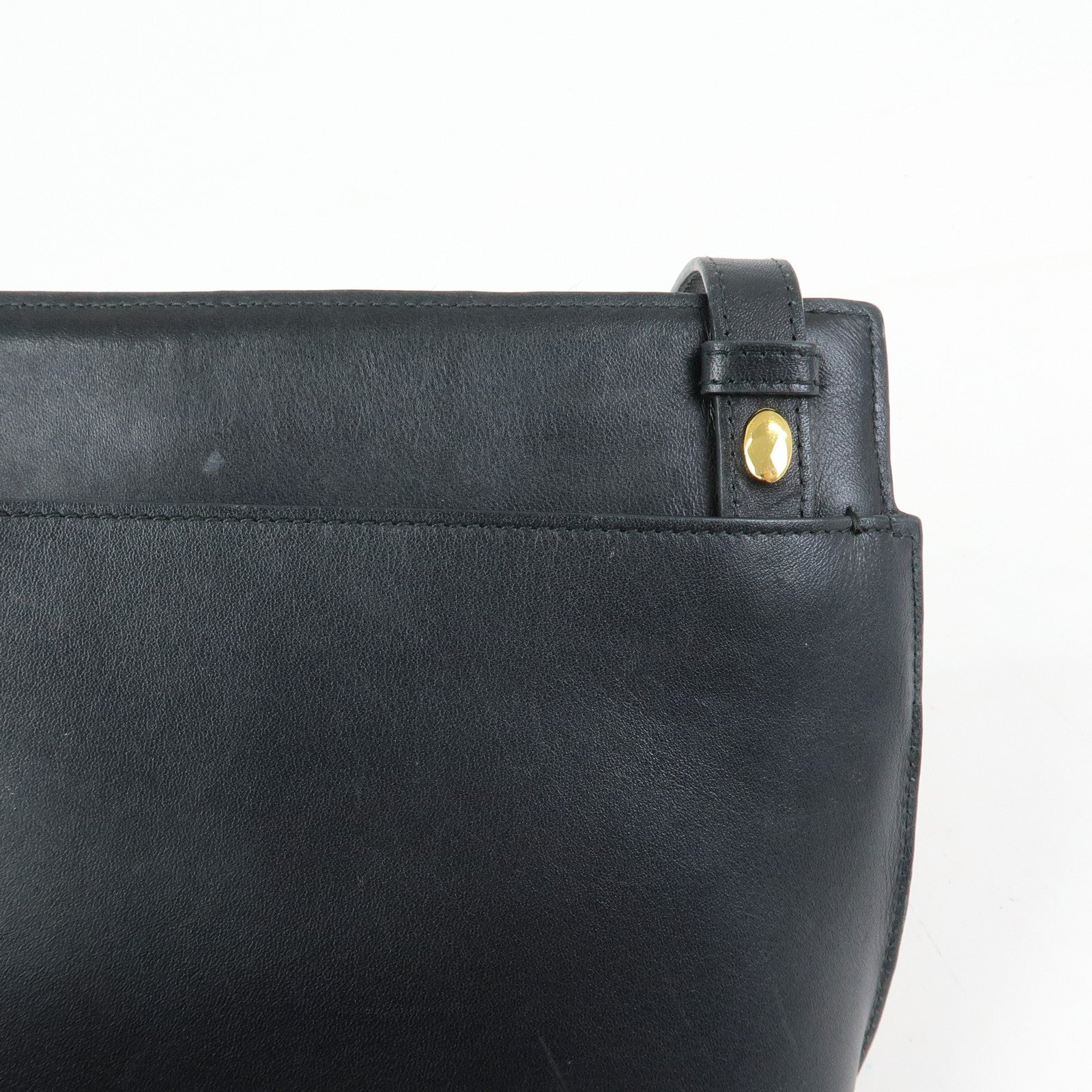 LOEWE Unborn Calf Leather Shoulder Bag Leopard Brown Black