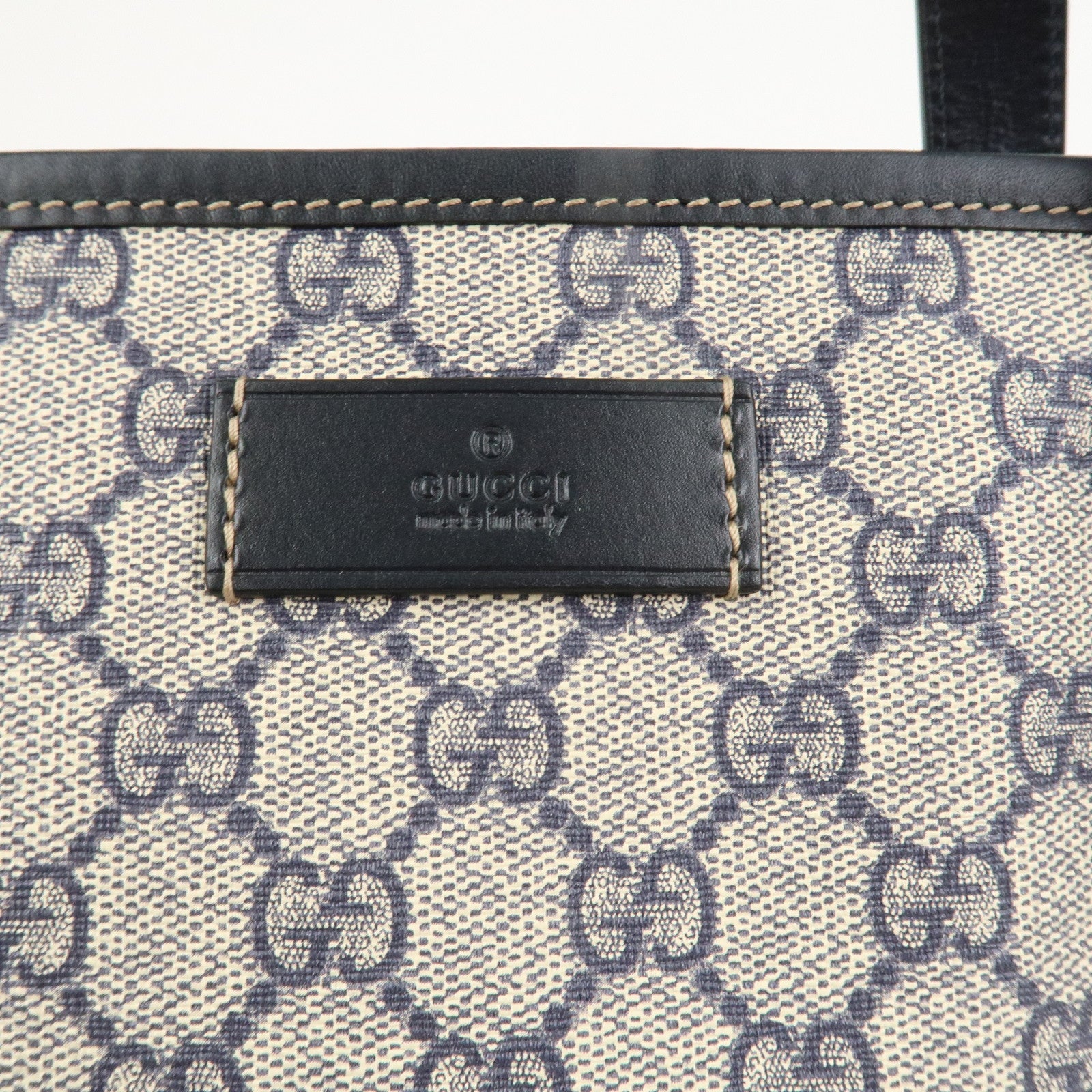 GUCCI GG Supreme PVC Leather Tote Bag Hand Bag Beige Black 211138