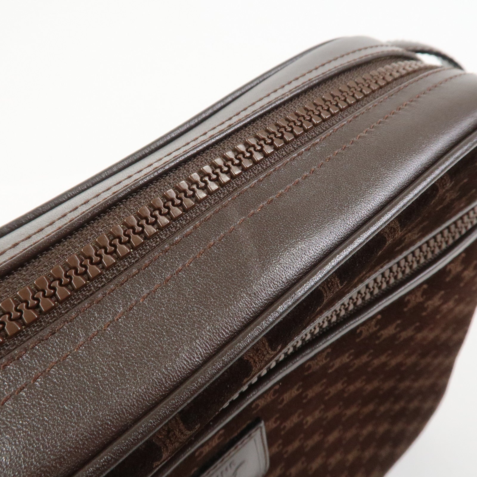 CELINE Macadam Suede Leather Shoulder Bag Crossbody Bag Brown