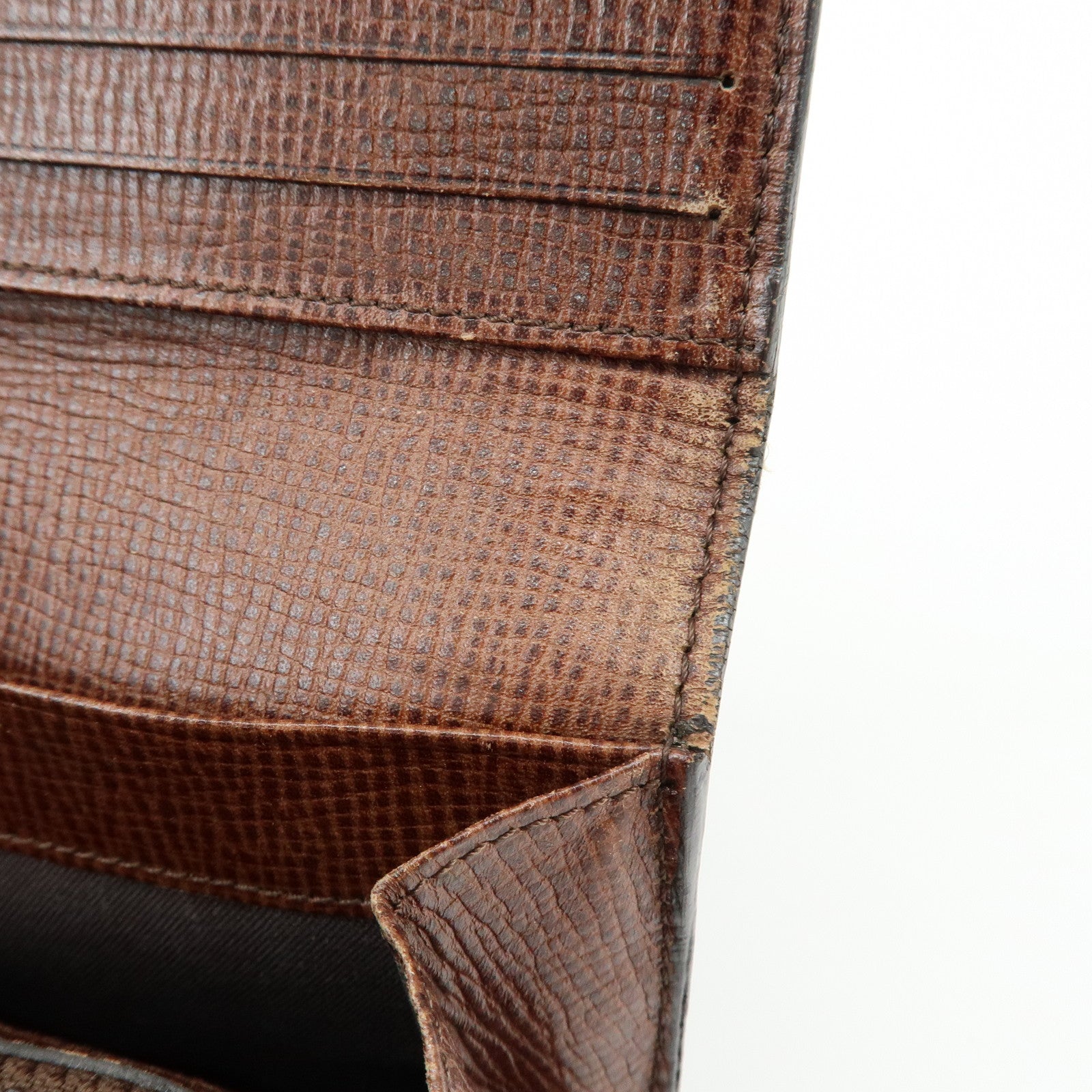 FENDI Zucca Leather Bi-fold Long Wallet Brown Black 8M0000