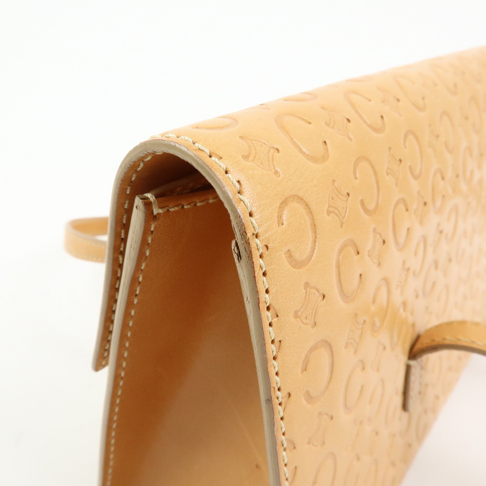 CELINE C Macadam Leather Shoulder Bag Hand Bag Light Brown