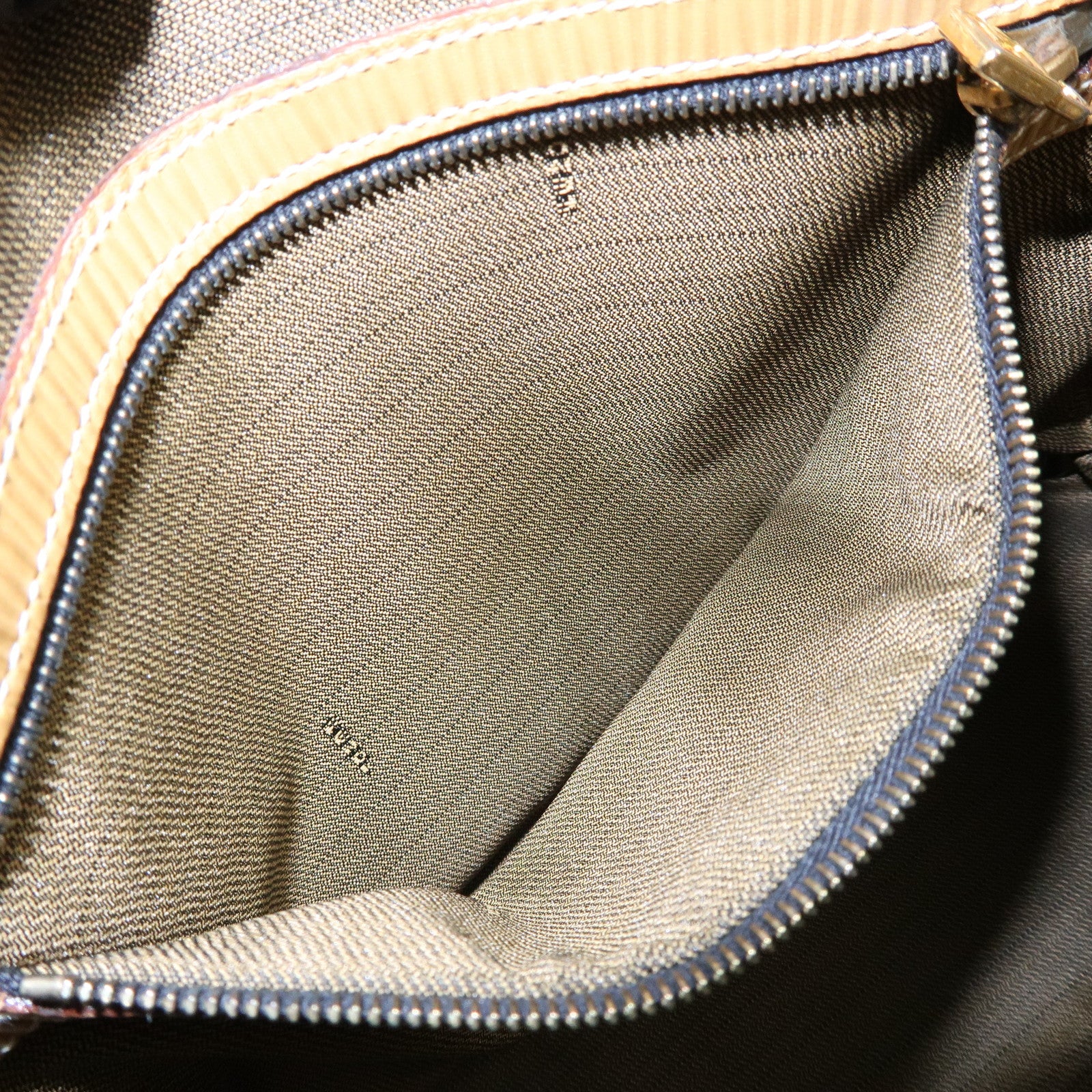 FENDI Pequin Canvas Leather 2Way Bag Hand Bag Shoulder Bag Brown