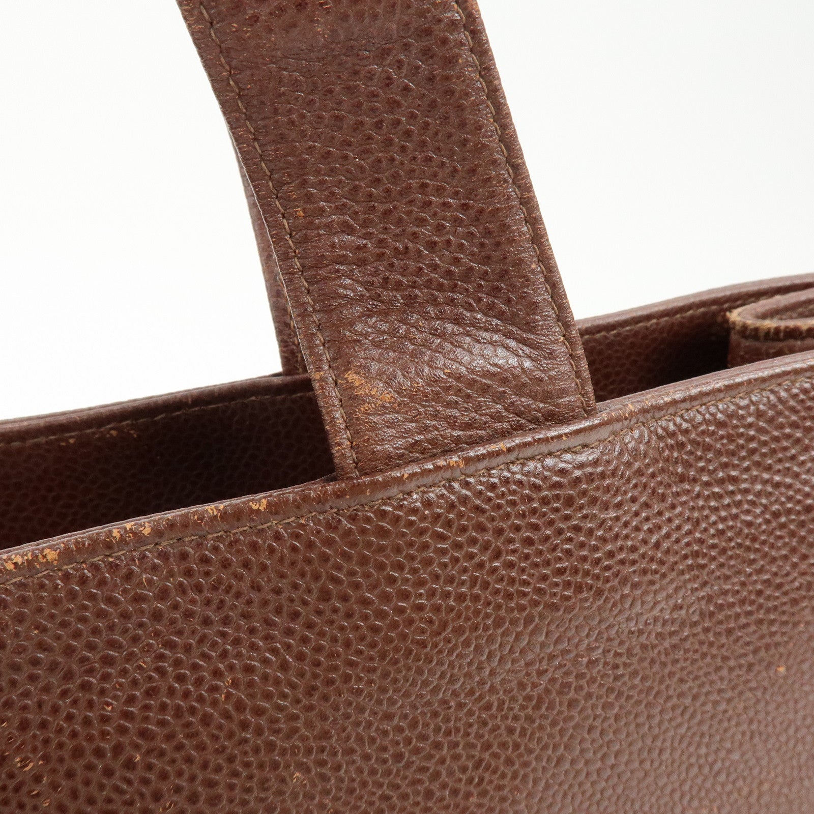 CHANEL COCO Mark Caviarskin Tote Bag Shoulder Bag Brown