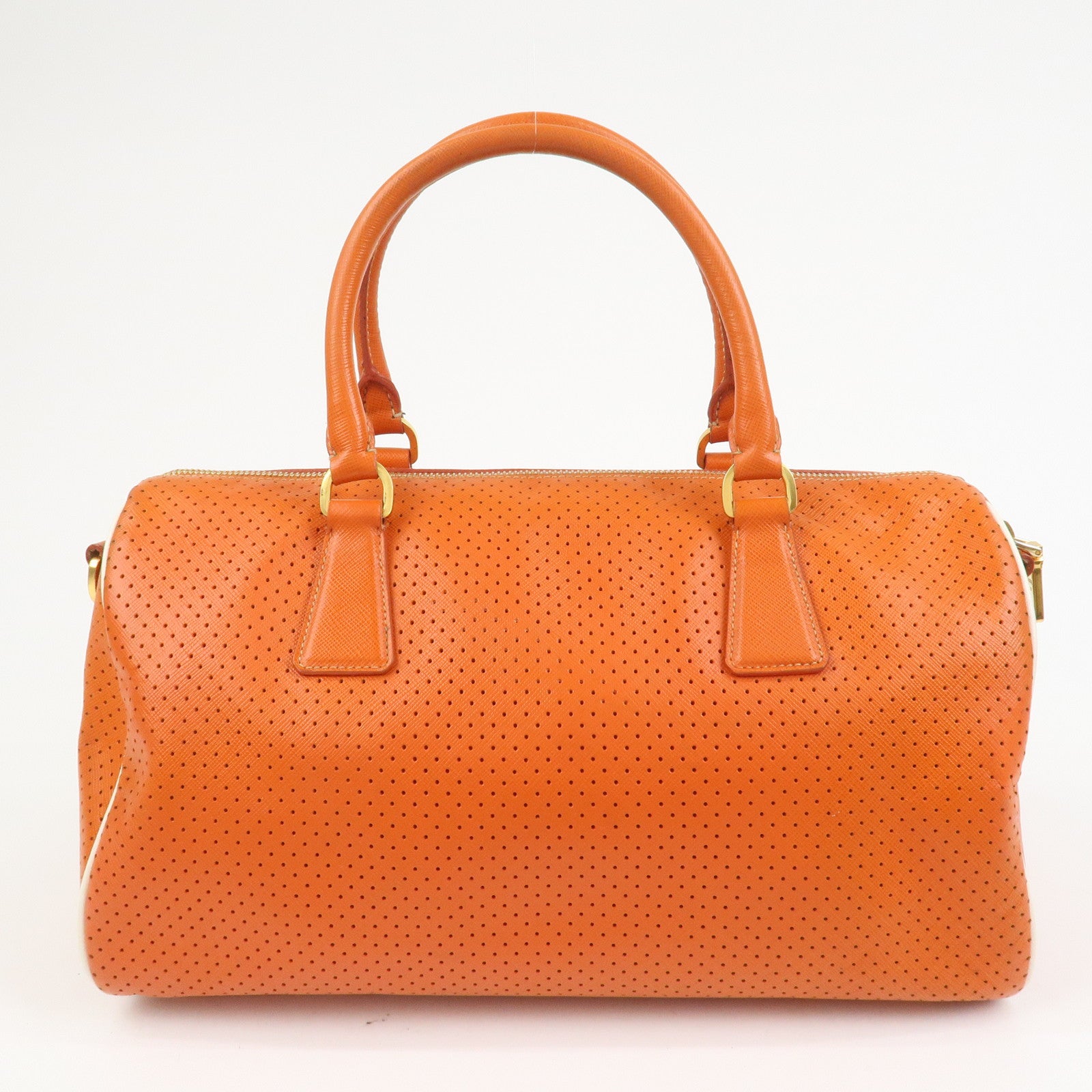 PRADA Saffiano Leather 2Way Bag Hand Bag Shoulder Bag Orange
