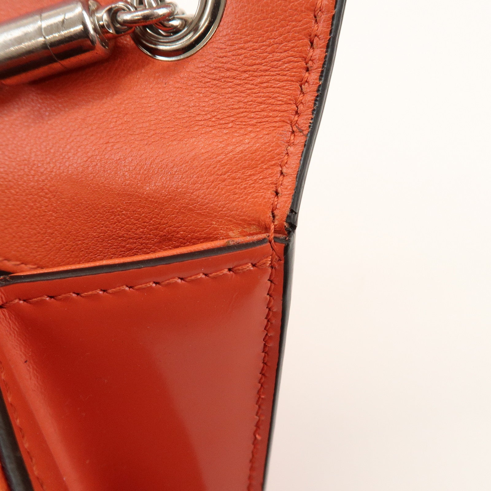 GUCCI Interlocking G Patent Leather Chain ShoulderBag Orange 387609