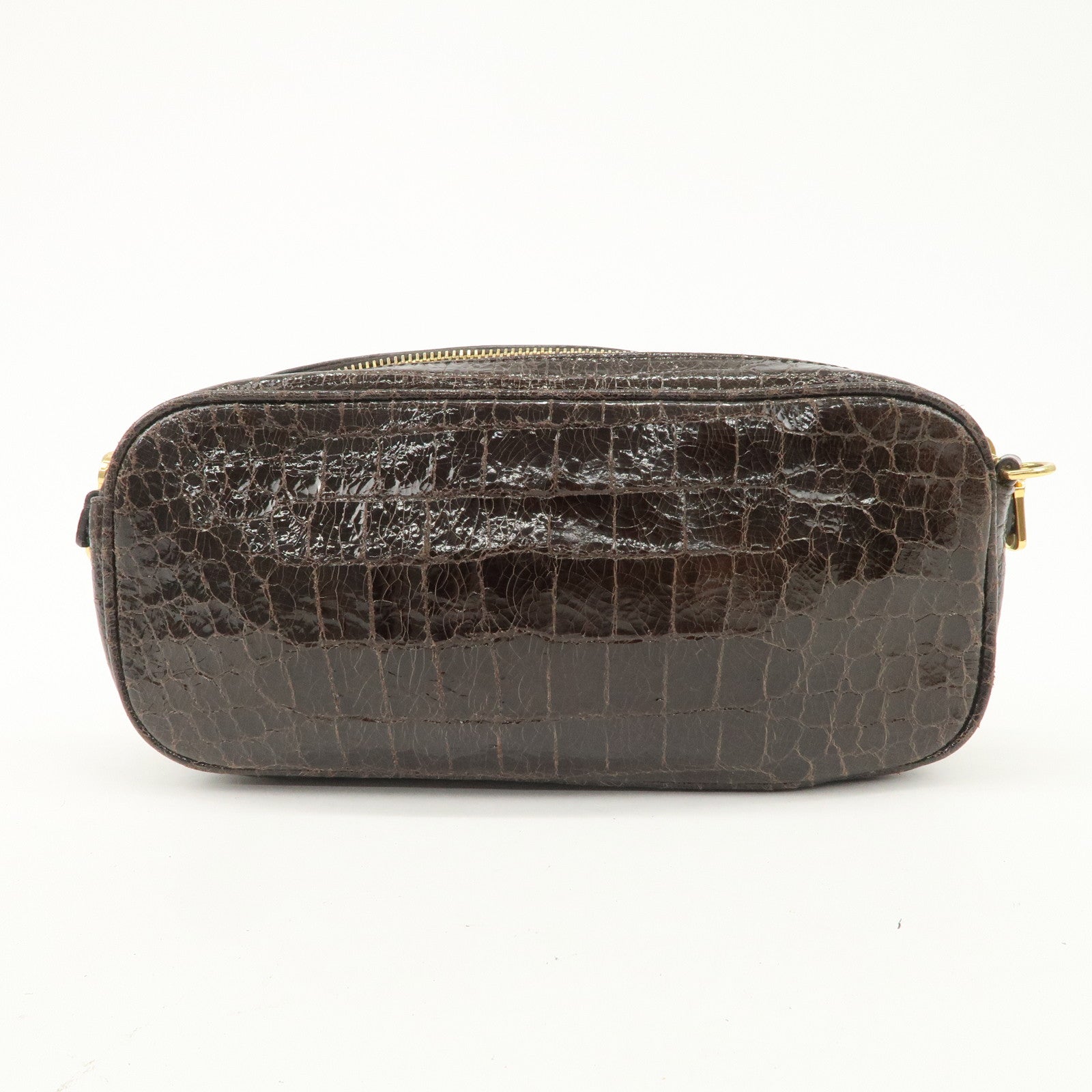 MIU MIU Embossed Leather Shoulder Crossbody Bag Dark Brown 5N1477