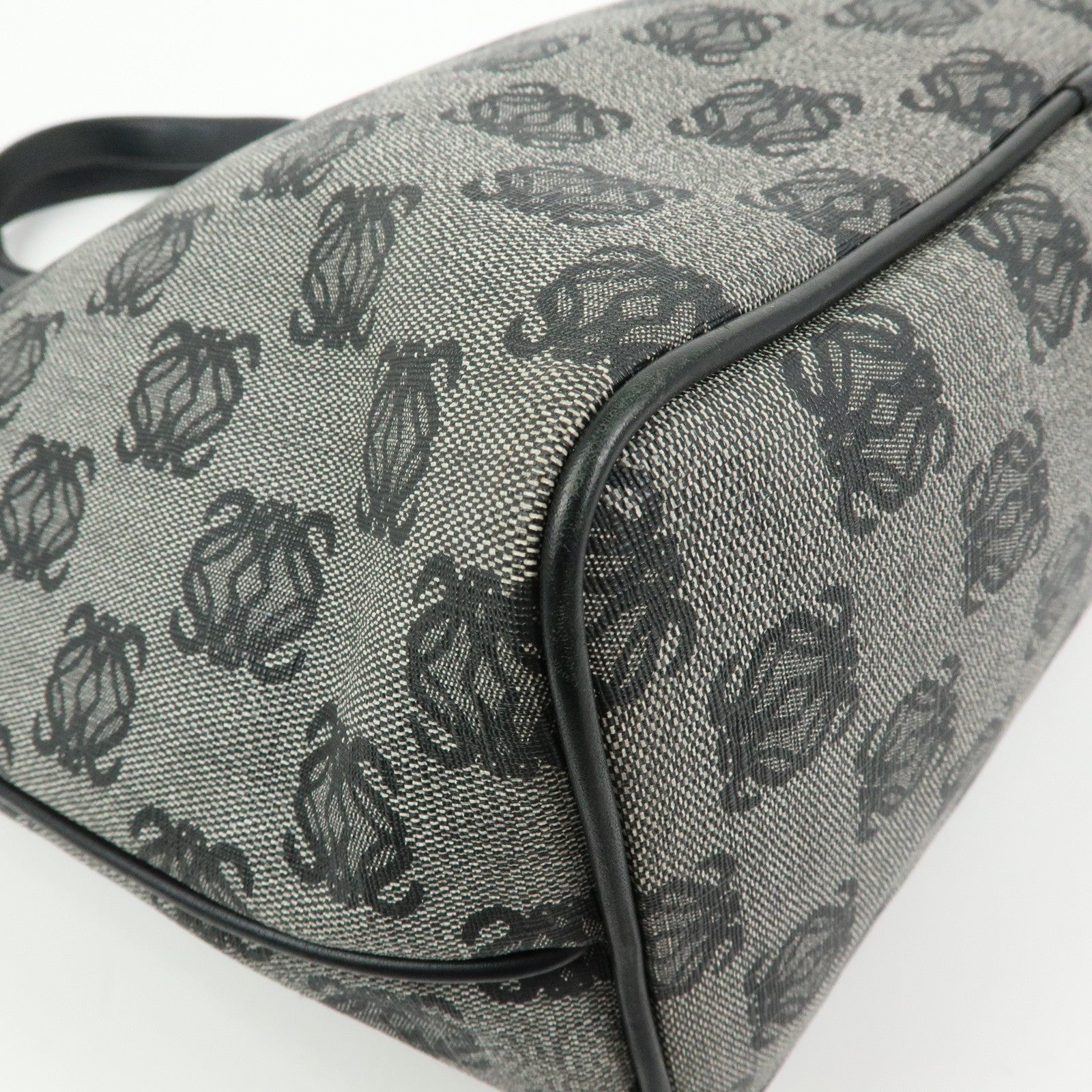 LOEWE Anagram PVC Canvas Leather Tote Bag Hand Bag Black