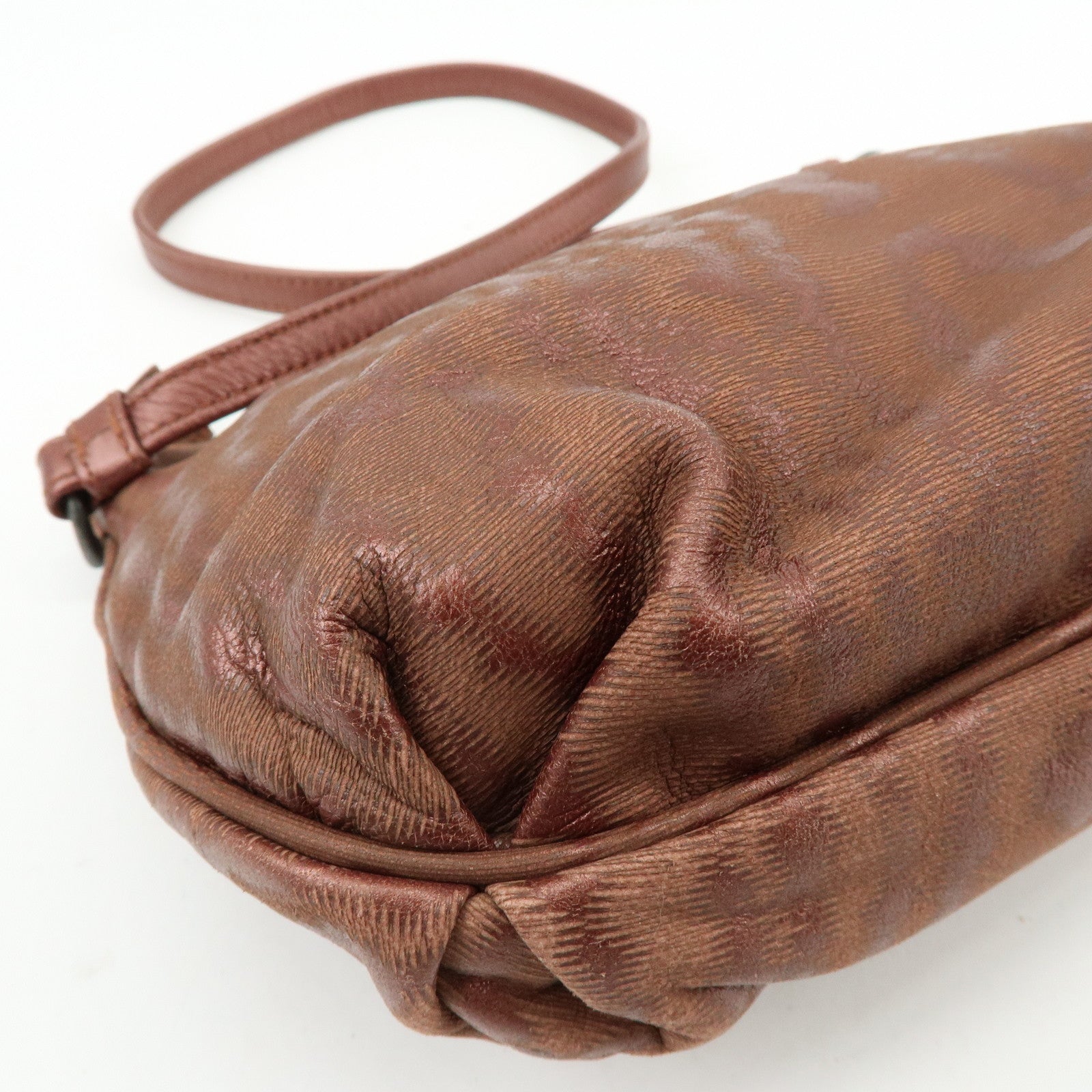 BOTTEGA VENETA Leather Shoulder Bag Metallic Brown 196484