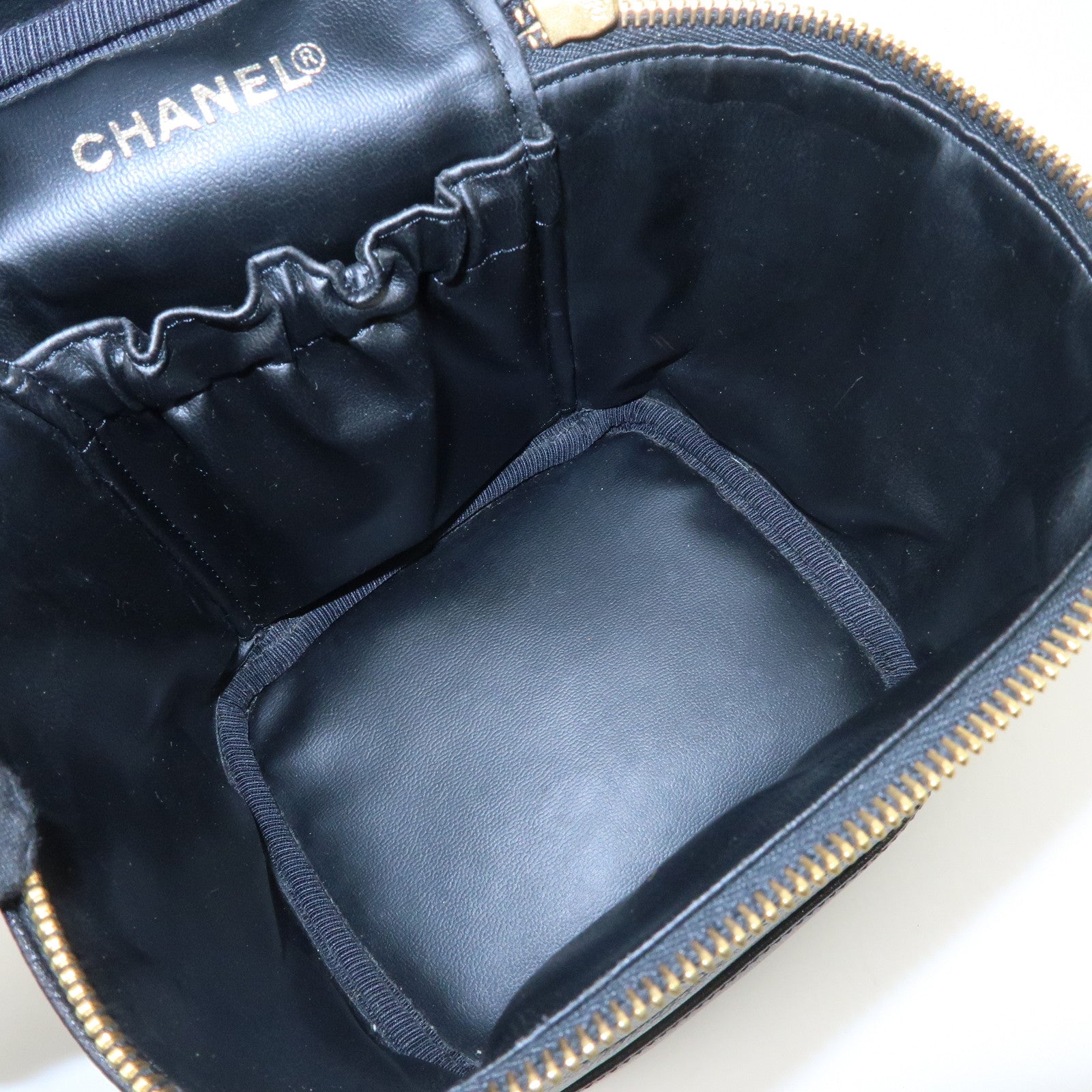 CHANEL COCO Mark Caviarskin Vanity Bag Hand Bag Cosmetic Bag Black A01998
