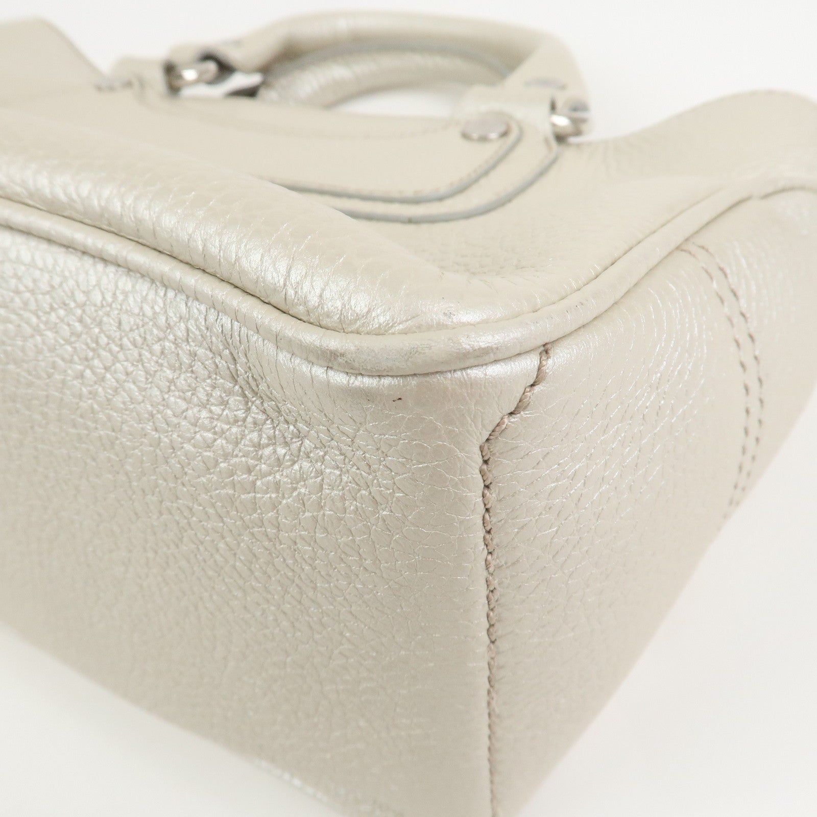 CELINE Macadam Engraved Leather Boogie Bag Hand Bag Gold