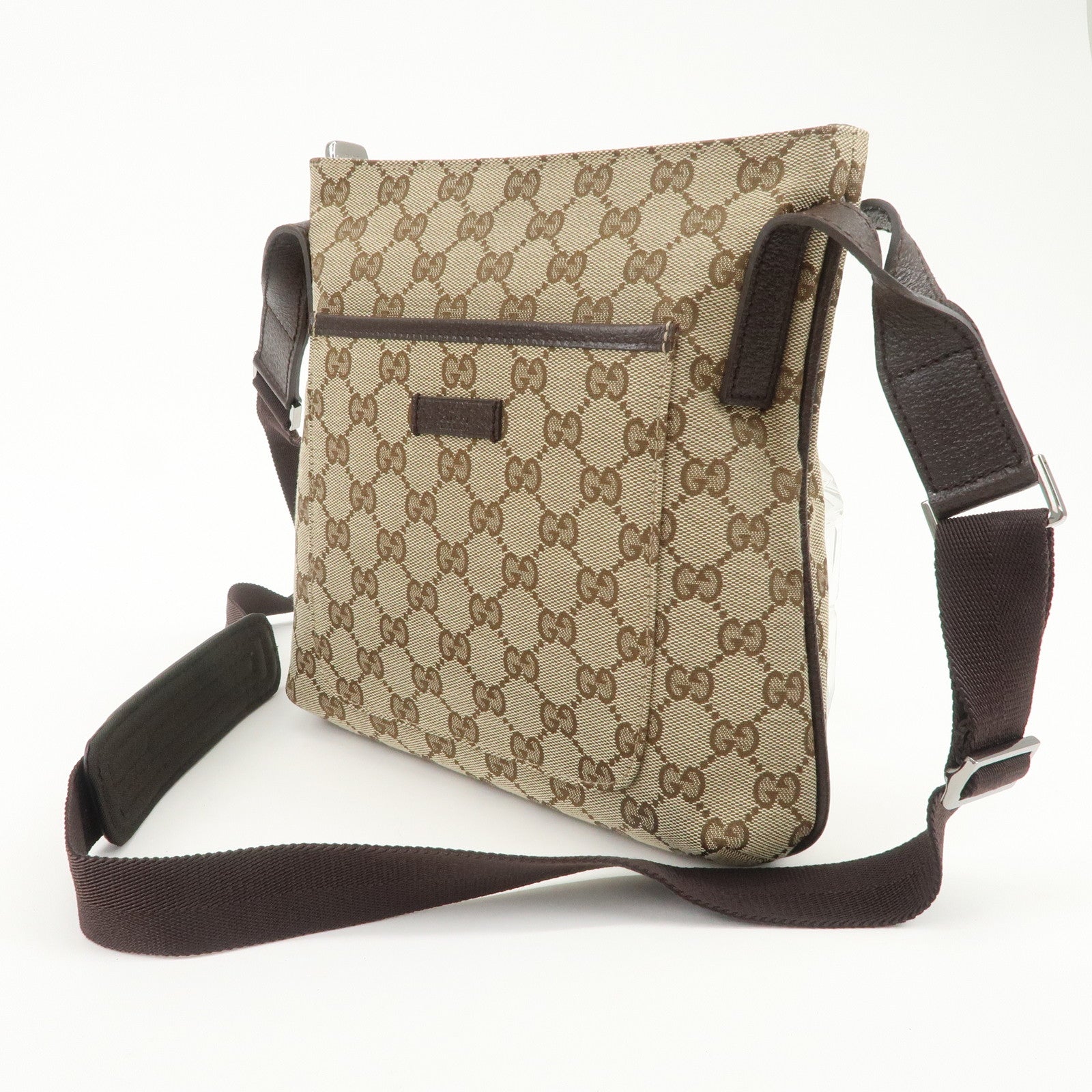 GUCCI GG Canvas Leather Shoulder Bag Crossbody Bag Beige 122793