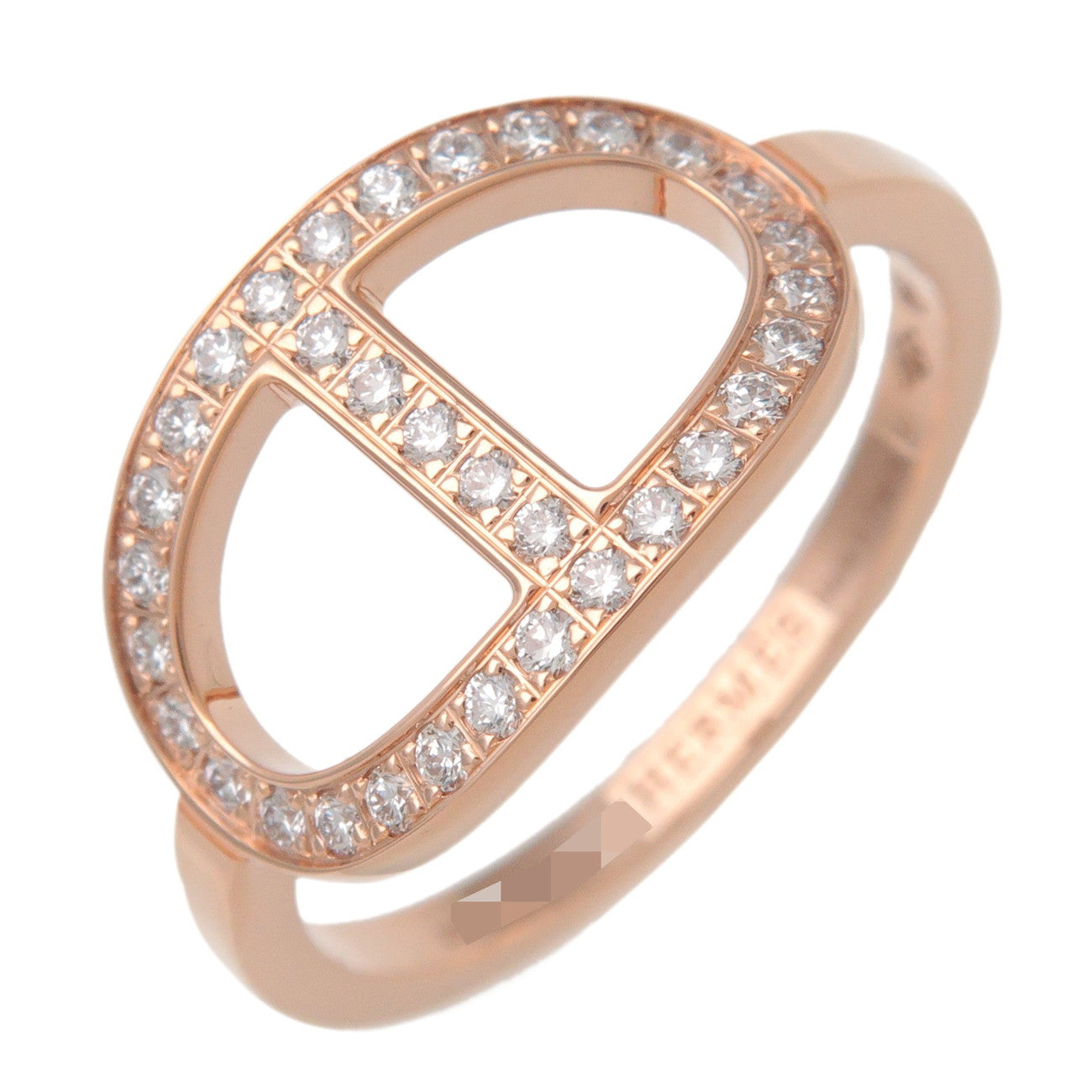 HERMES Chaine d'Ancre Contour MM Diamond Ring 750PG Rose Gold
