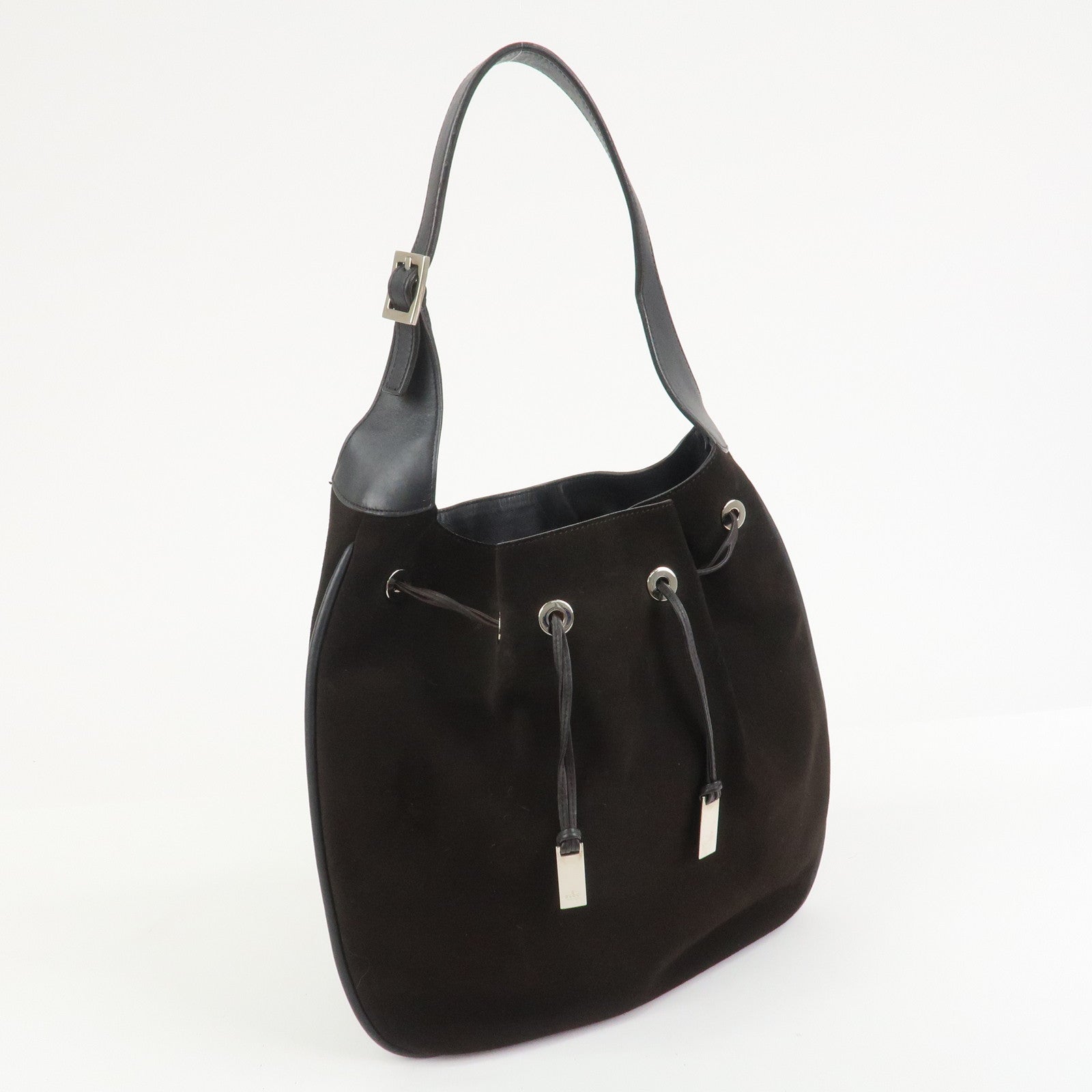 GUCCI Suede Leather Shoulder Bag Dark Brown 001・4030