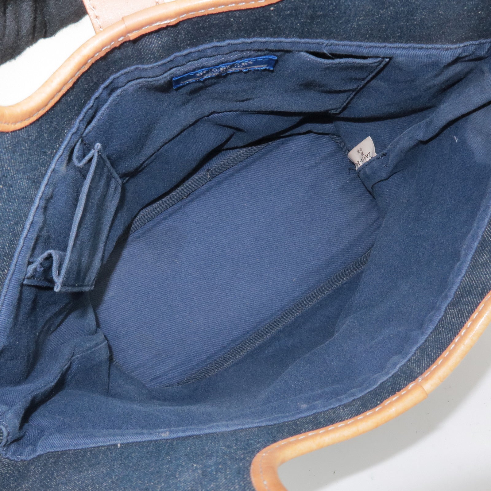 BURBERRY Blue Label Denim Leather Hand Bag Tote Bag Indigo Blue