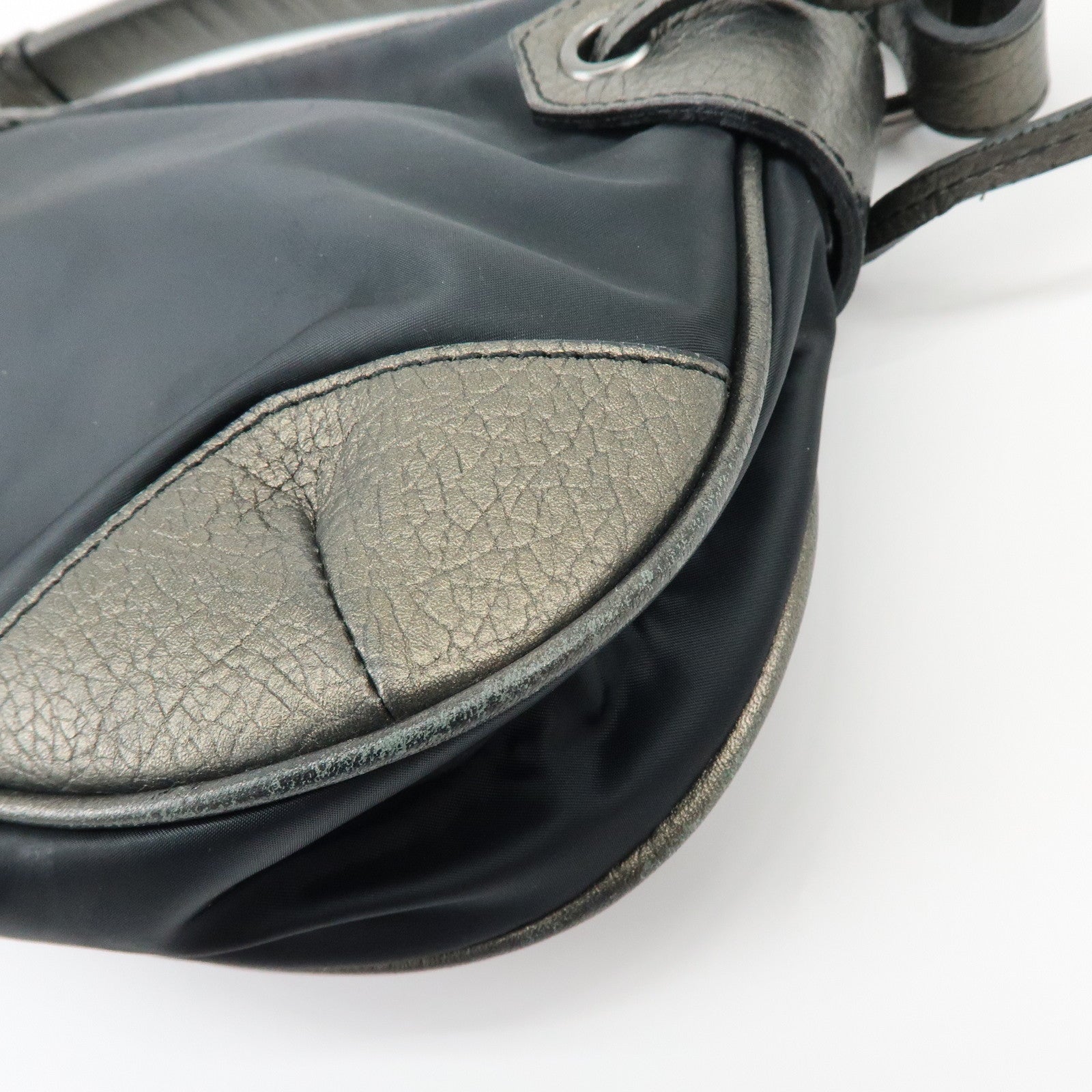 BURBERRY Logo Nylon Leather Shoulder Bag Hand Bag Black Bronze