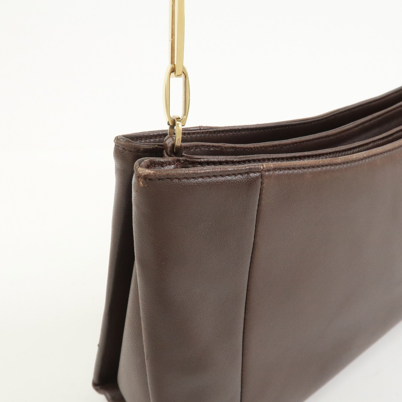 LOEWE Anagram Lamb Skin Shoulder Bag Hand Bag Brown