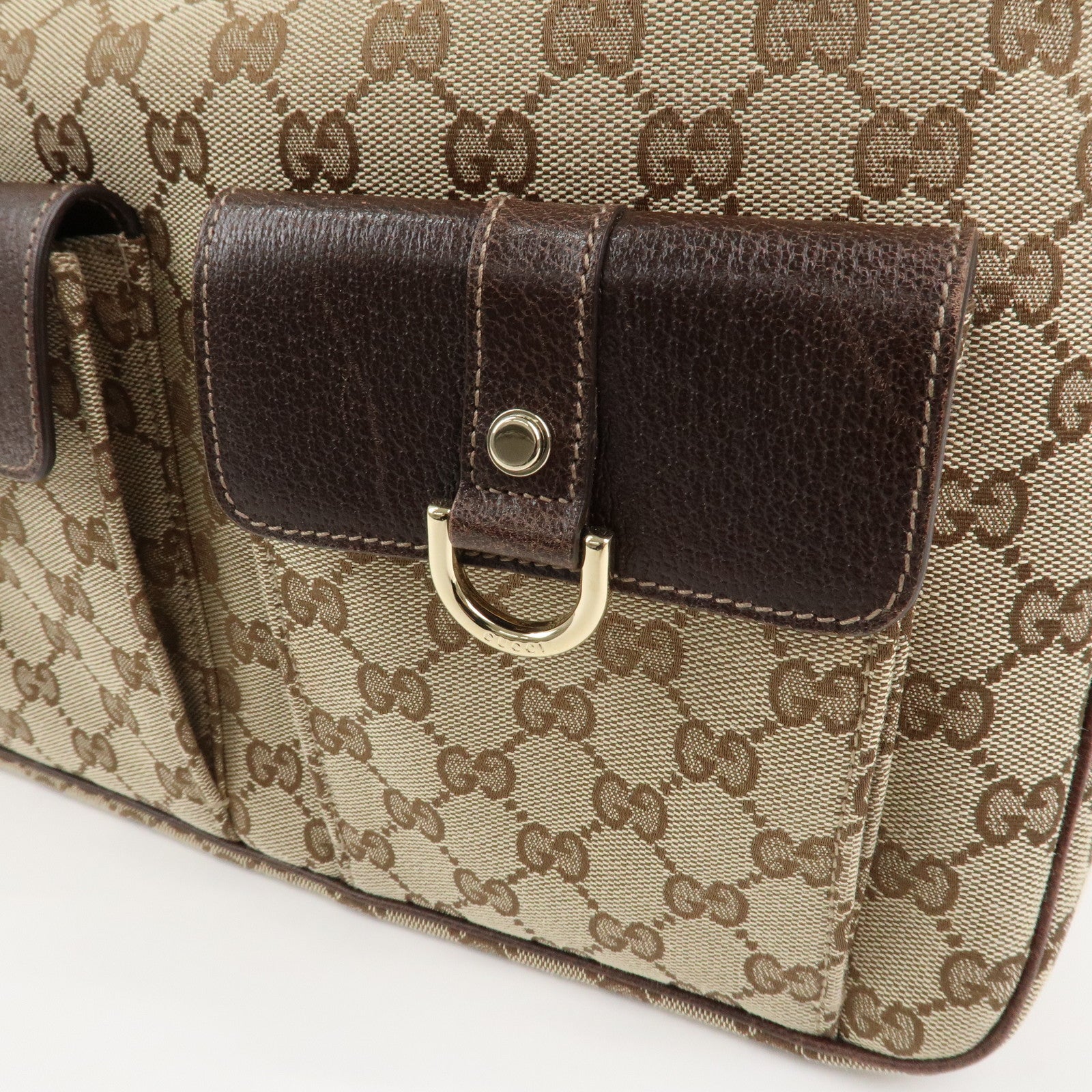 GUCCI Front Pocket Shoulder Bag Hand Bag Brown 153025