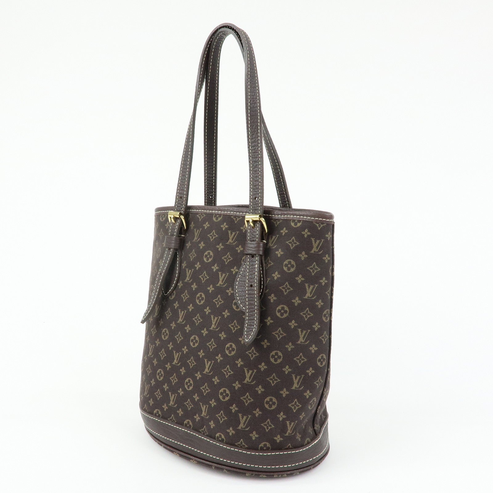 Louis Vuitton Monogram Mini Lin Bucket PM Tote Bag Ebene M95226