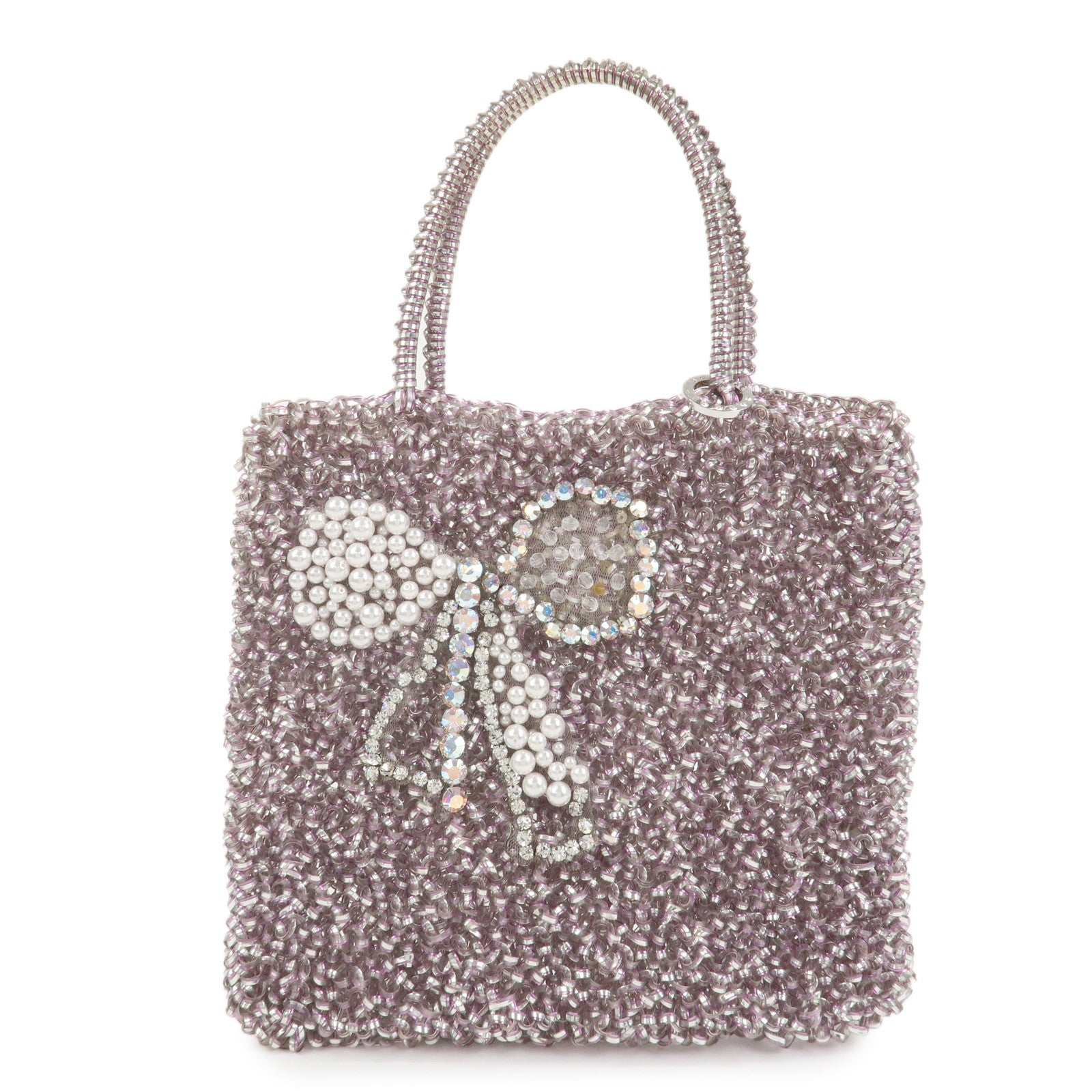 ANTEPRIMA PVC Wire Rhinestone Hand Bag Ribbon Pink