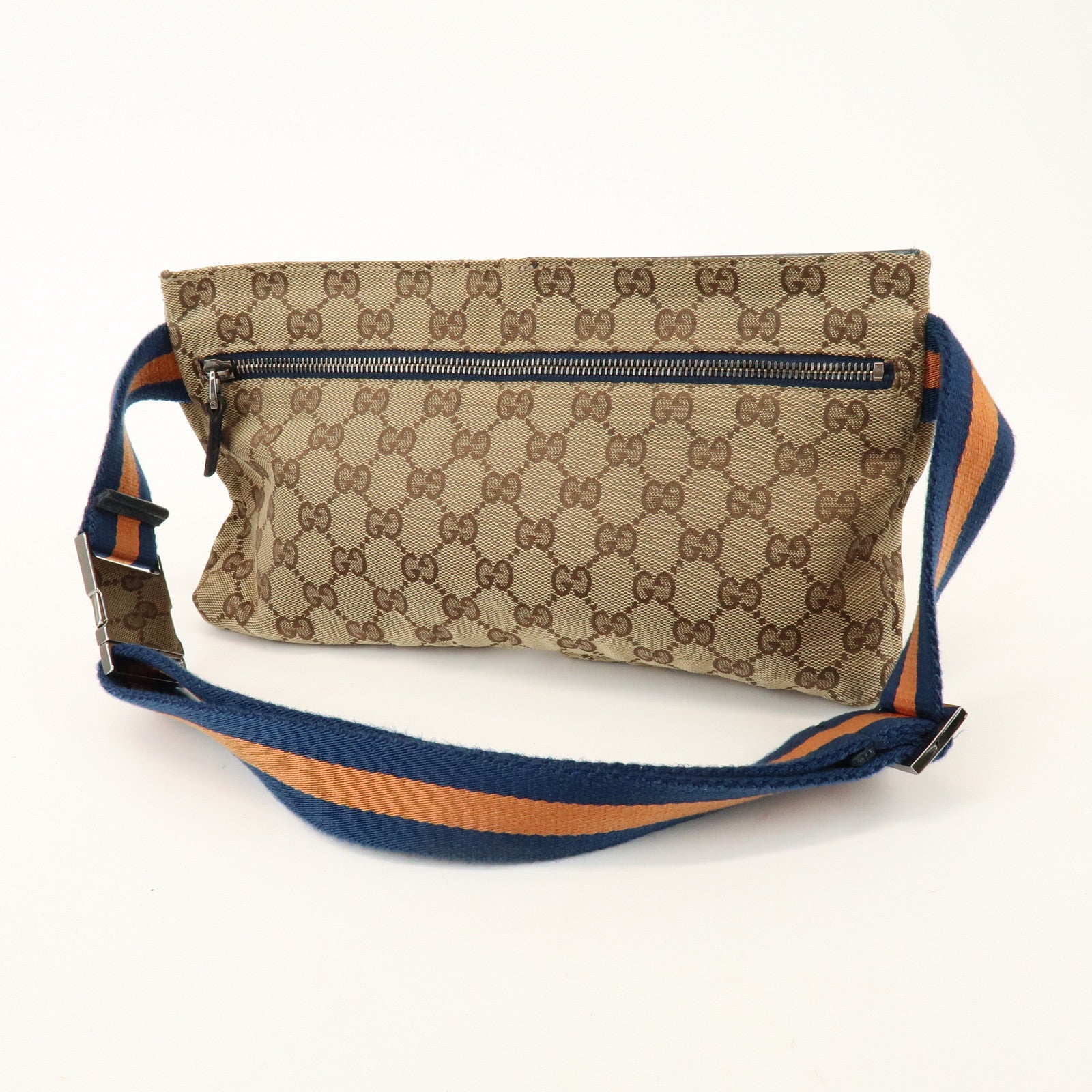 GUCCI Sherry GG Canvas Leather Waist Bag Crossbody Bag Beige 28566