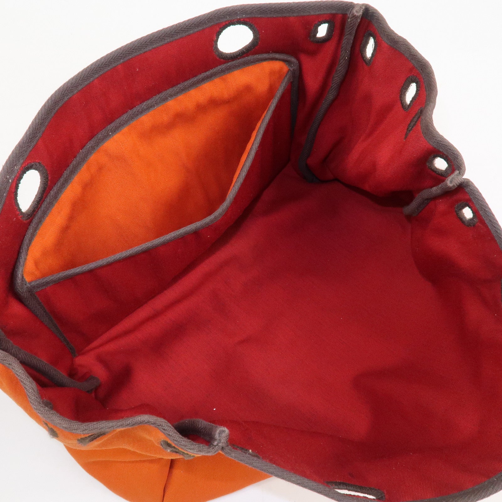 HERMES Cabas PM Airline Toile Officier Leather Shoulder Bag Brown