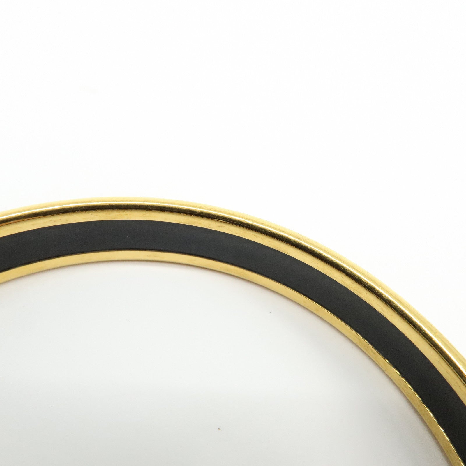 HERMES Email PM Gold Plated Bangle Bracelet Dark Navy Multicolor