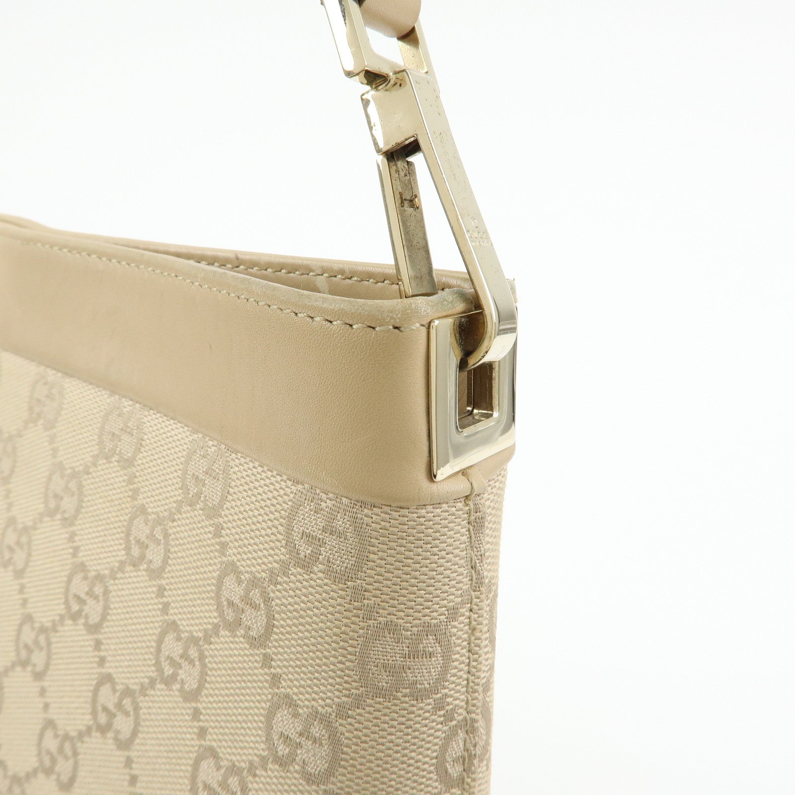 GUCCI GG Canvas Leather Shoulder Bag Hand Bag Beige 33900