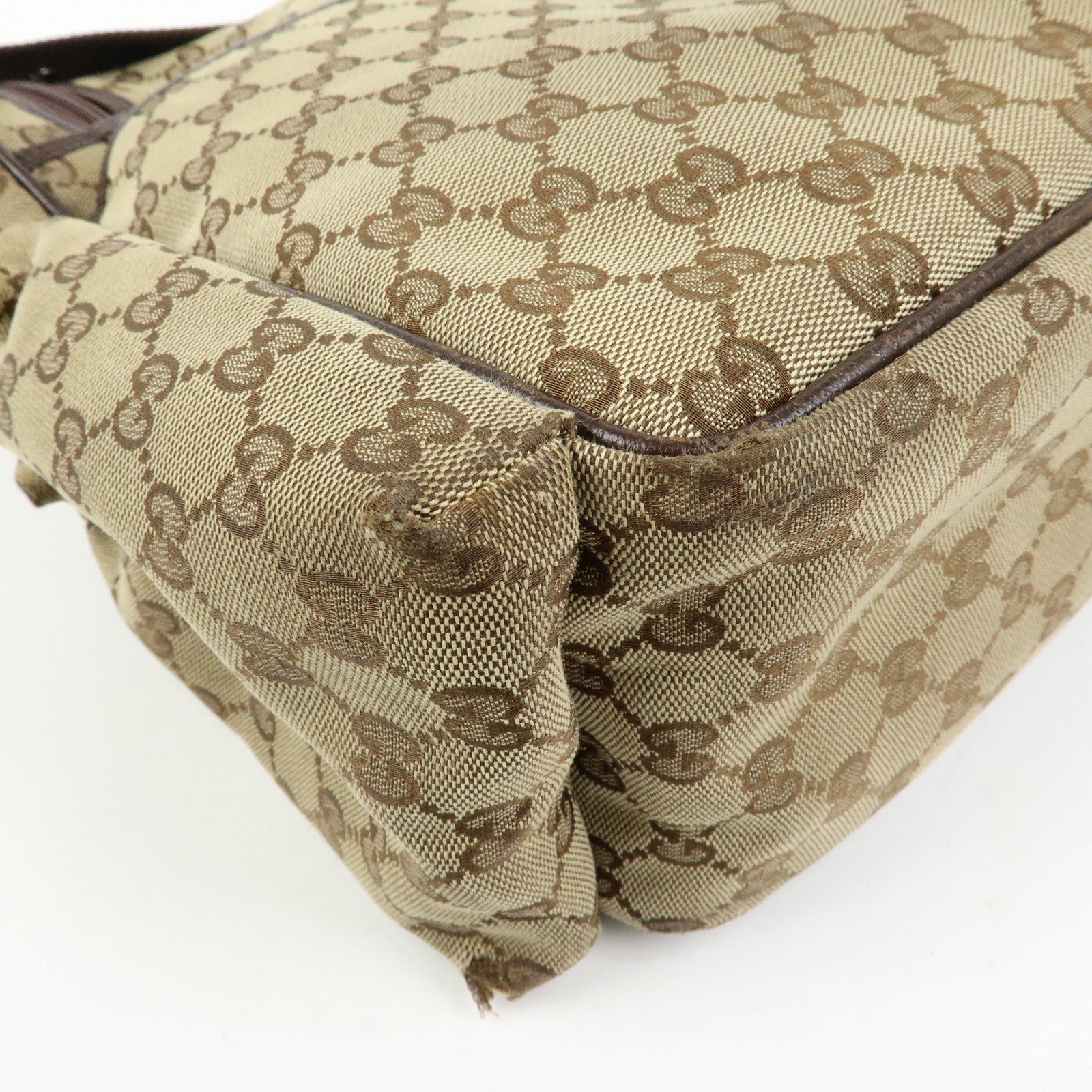 GUCCI GG Canvas Leather Shoulder Crossbody Bag Beige Brown 123326