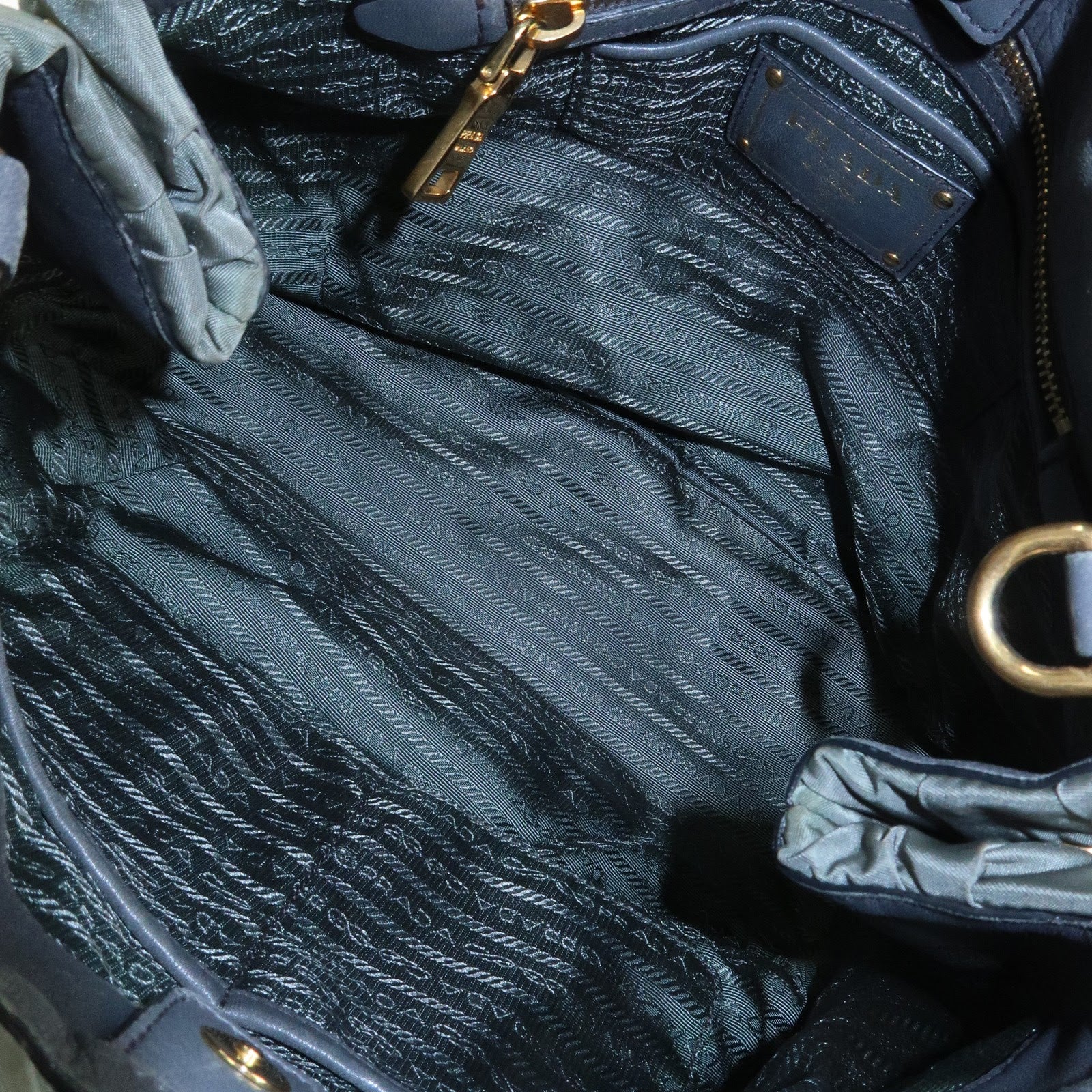 PRADA Triangle Logo Nylon Leather 2Way Bag Hand Bag Green 1BA336