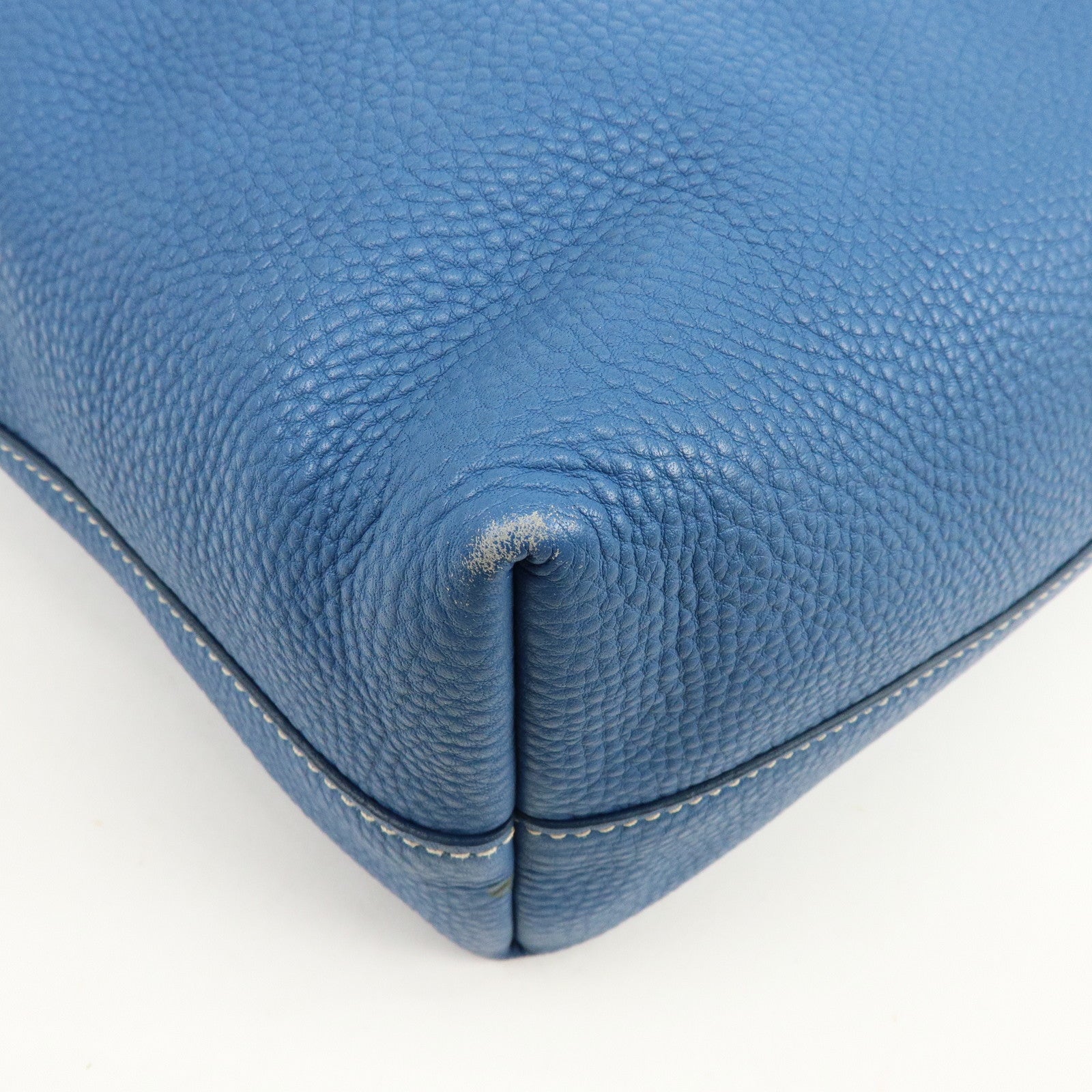 PRADA Leather 2Way Tote Bag Shoulder Bag Hand Bag Blue BN1713