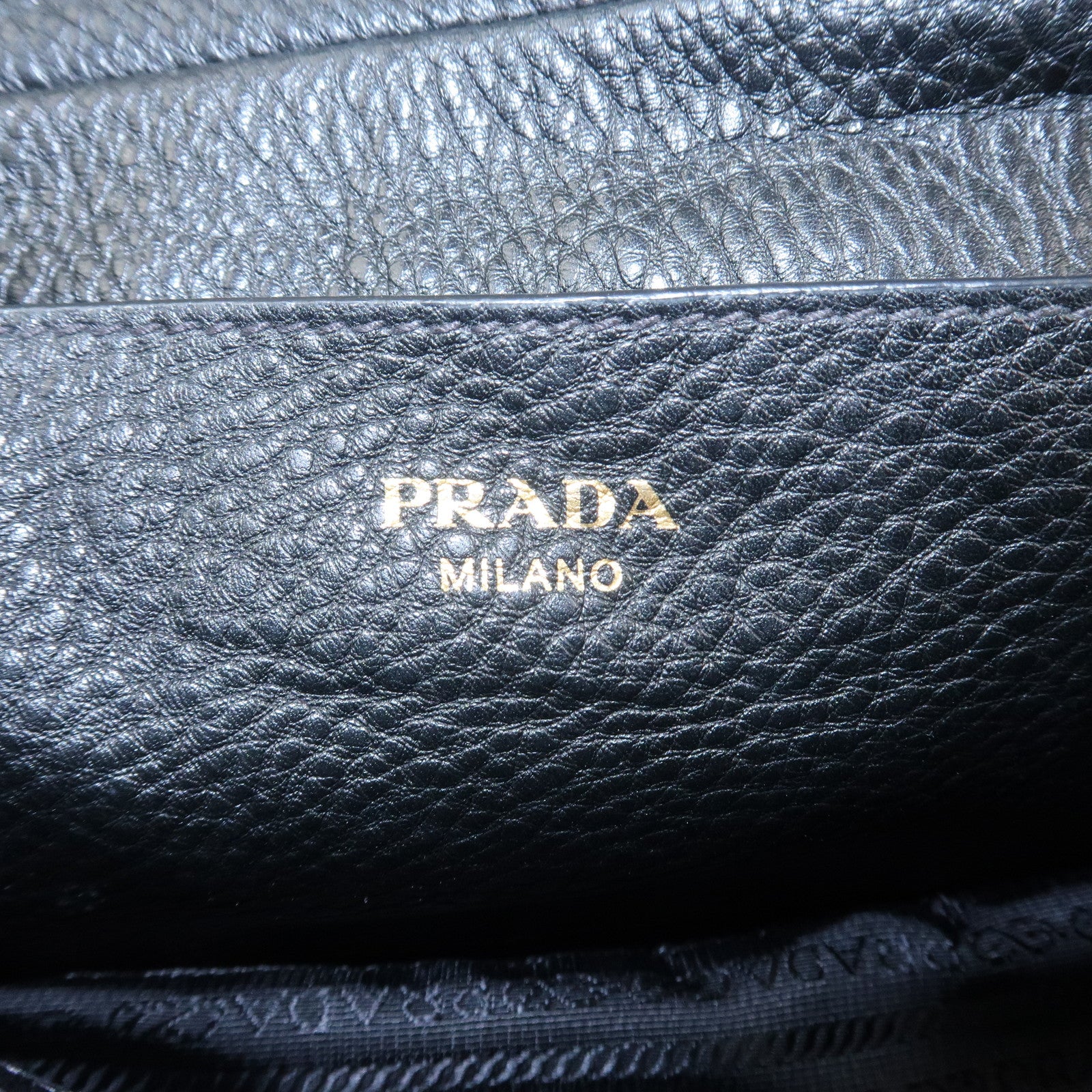 PRADA Logo Leather Shoulder Bag Black 1BD163