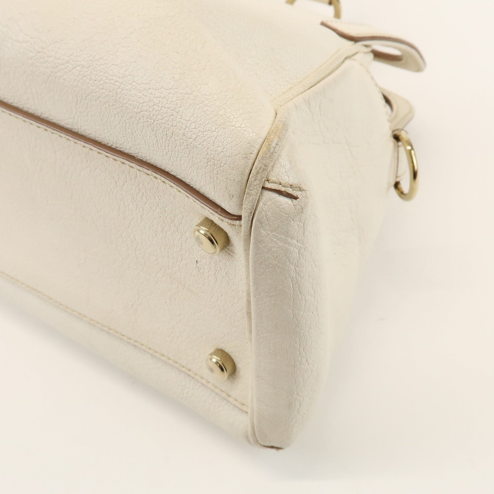 Cartier Must Line Marcello Leather 2Way Hand Bag Tote Bag White
