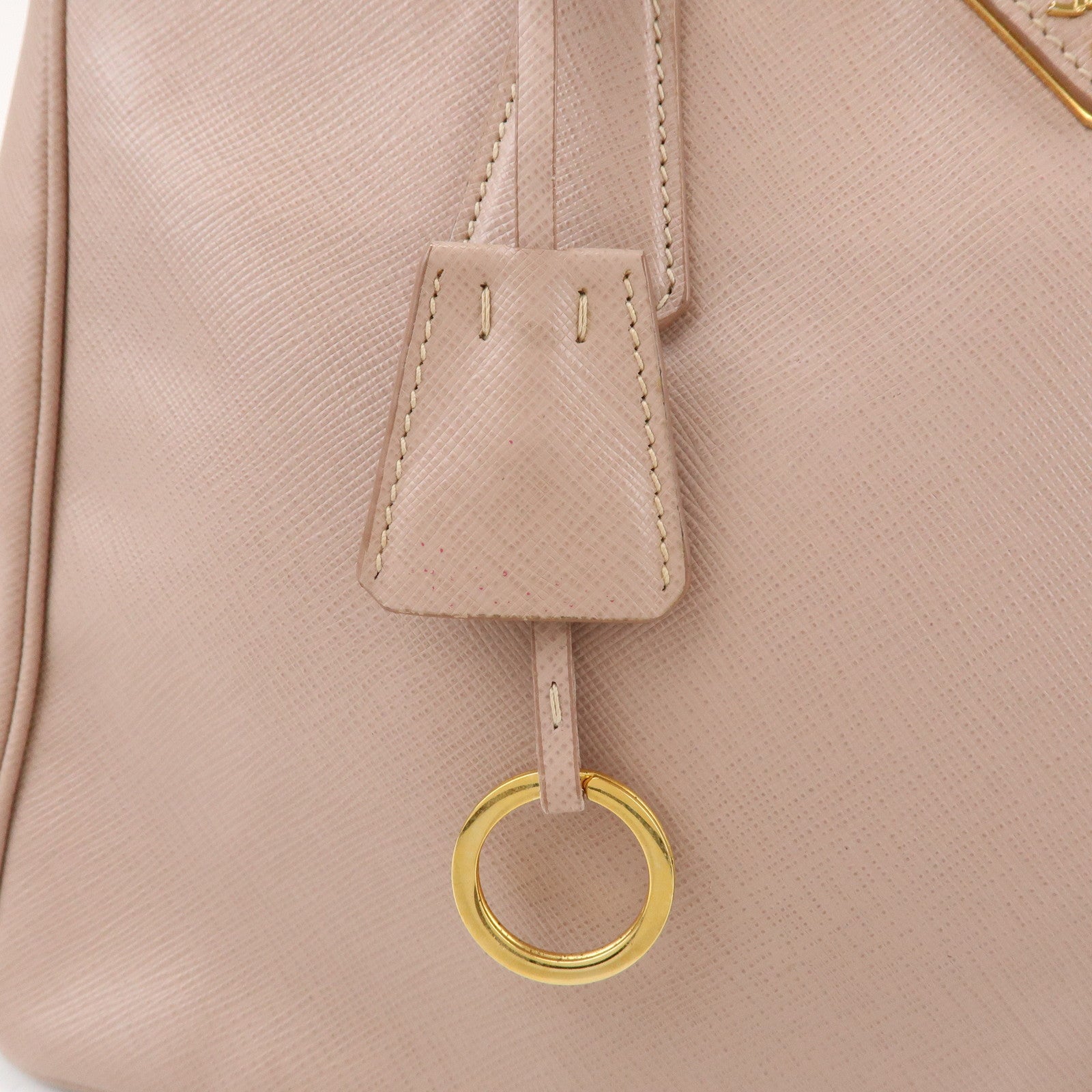 PRADA Traingle Logo Galleria 2Way Bag Hand Bag Pink Beige1BA863