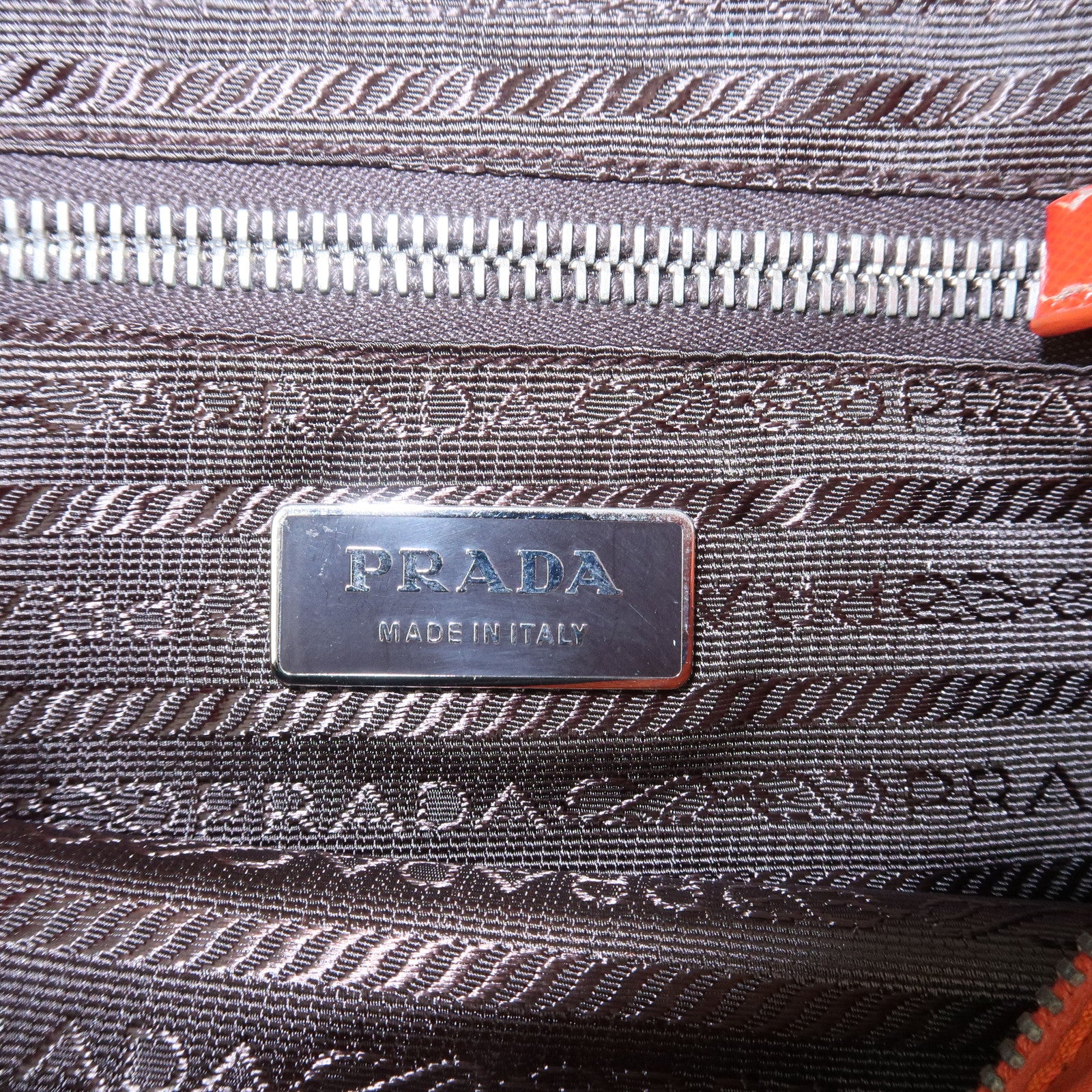 PRADA Triangle Logo Nylon Saffiano Leather Shoulder Bag Orange