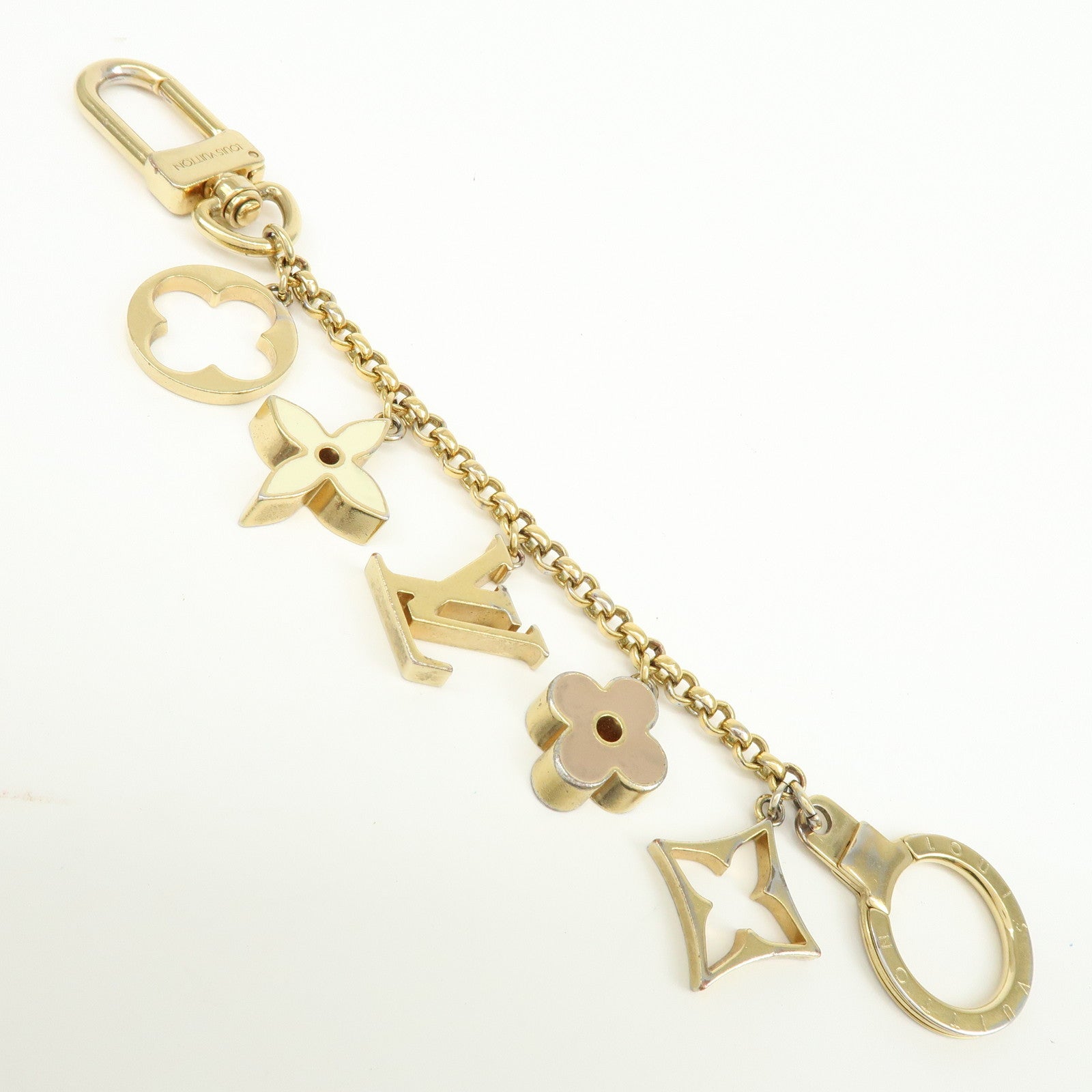 Louis Vuitton Fleur de Monogram Bag Charm Key Chain Gold M65111