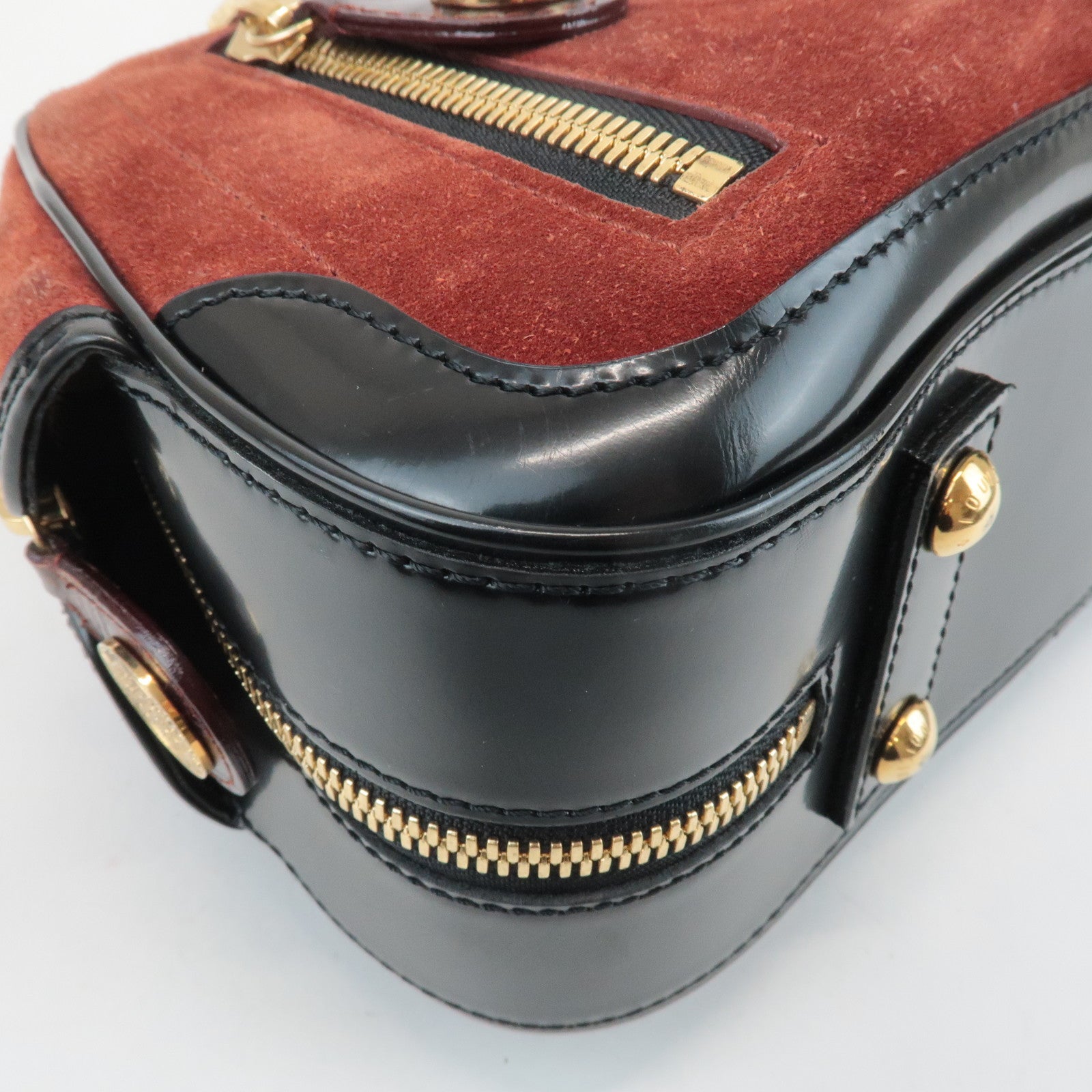 Louis Vuitton Cruise Line Suede Stamp Bag PM Bowling Bag Brown M95238 Used