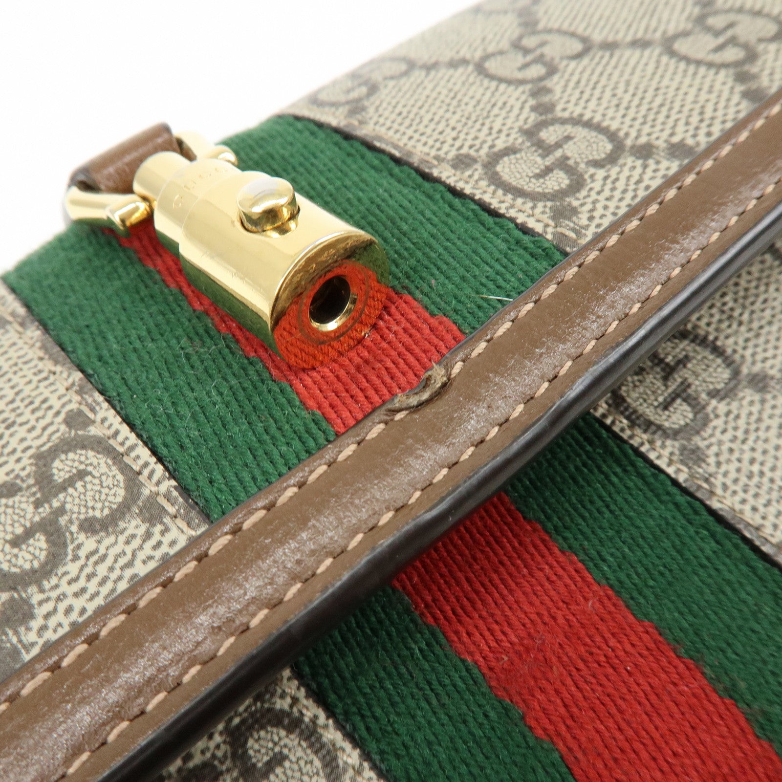 GUCCI Jackie 1961 Sherry GG Supreme Leather Chain Wallet Bag 652681