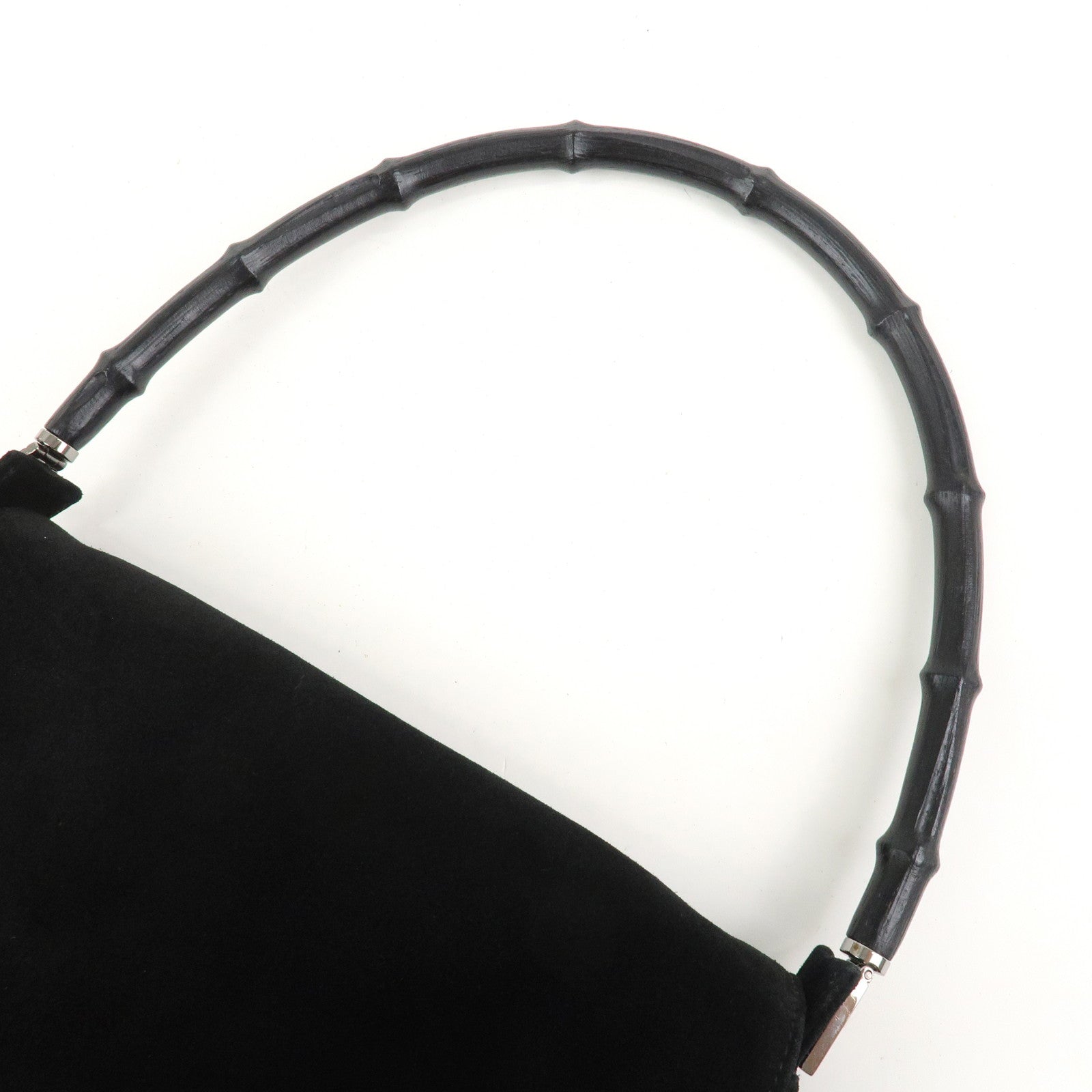 GUCCI  Bamboo Suede Handle Shoulder Bag Hand Bag Black 001・3239