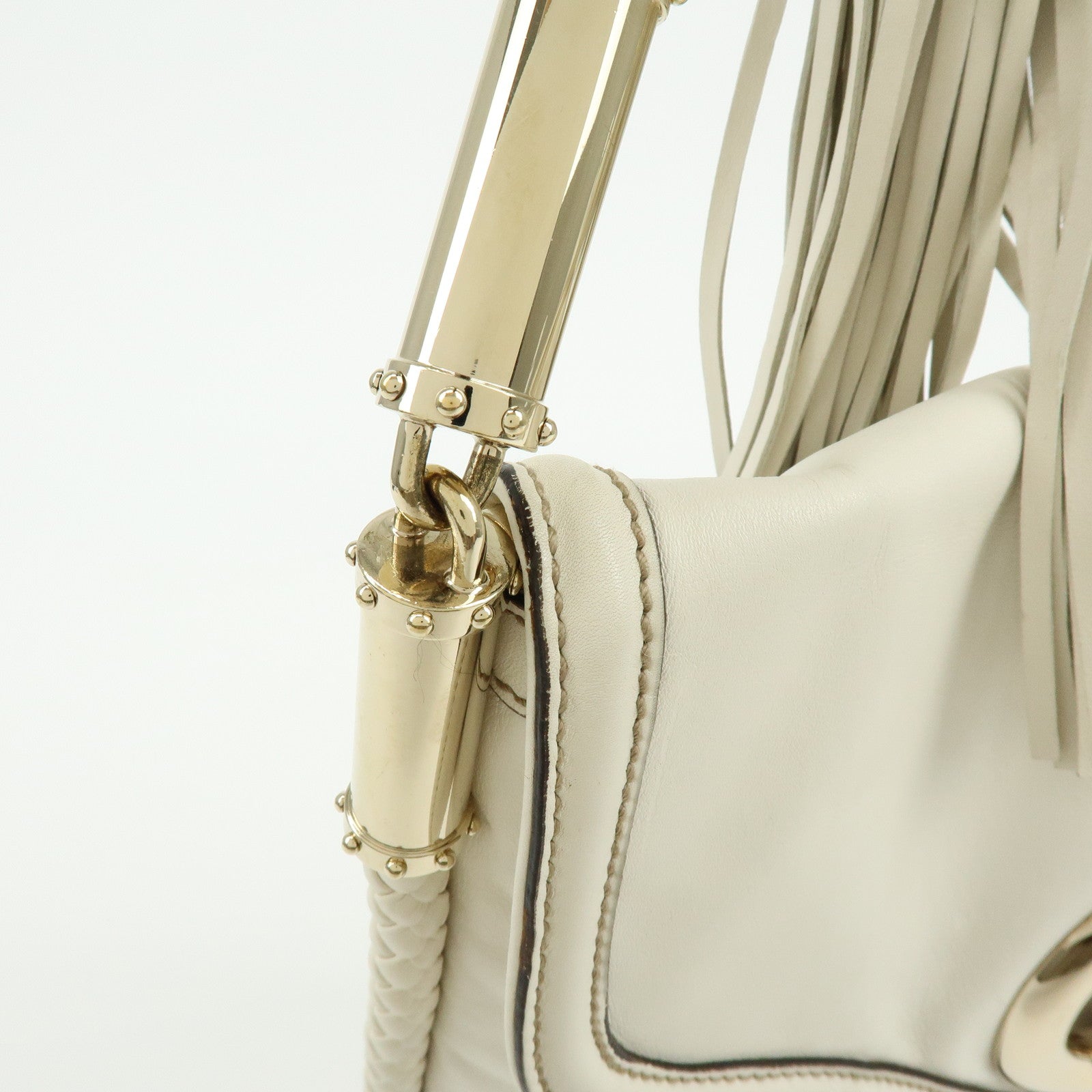 GUCCI Interlocking G Leather Shoulder Bag Ivory 167732