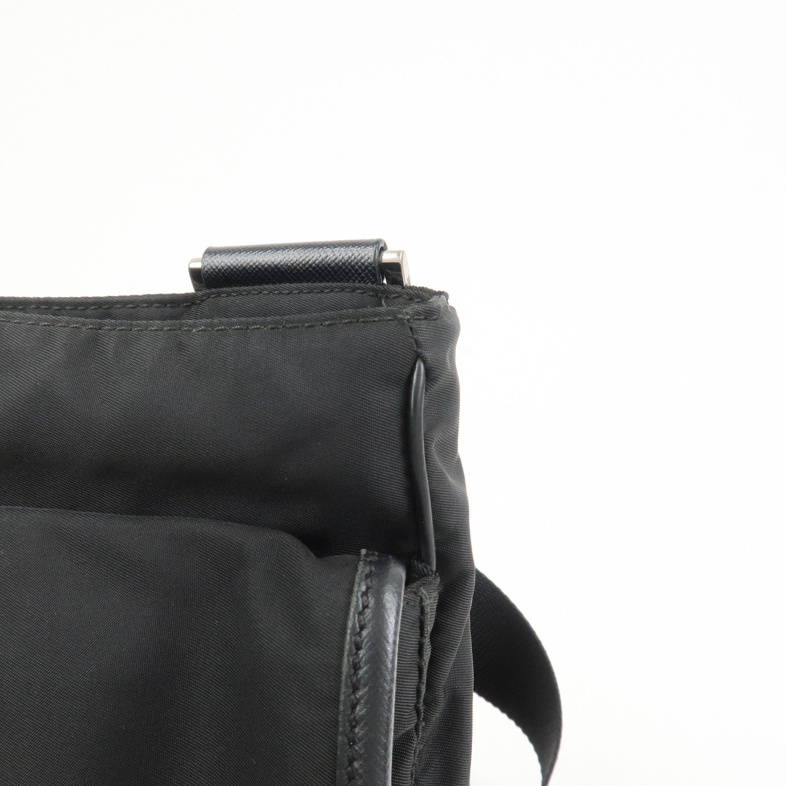 PRADA Nylon Saffiano Leather Shoulder Bag Black VA0269