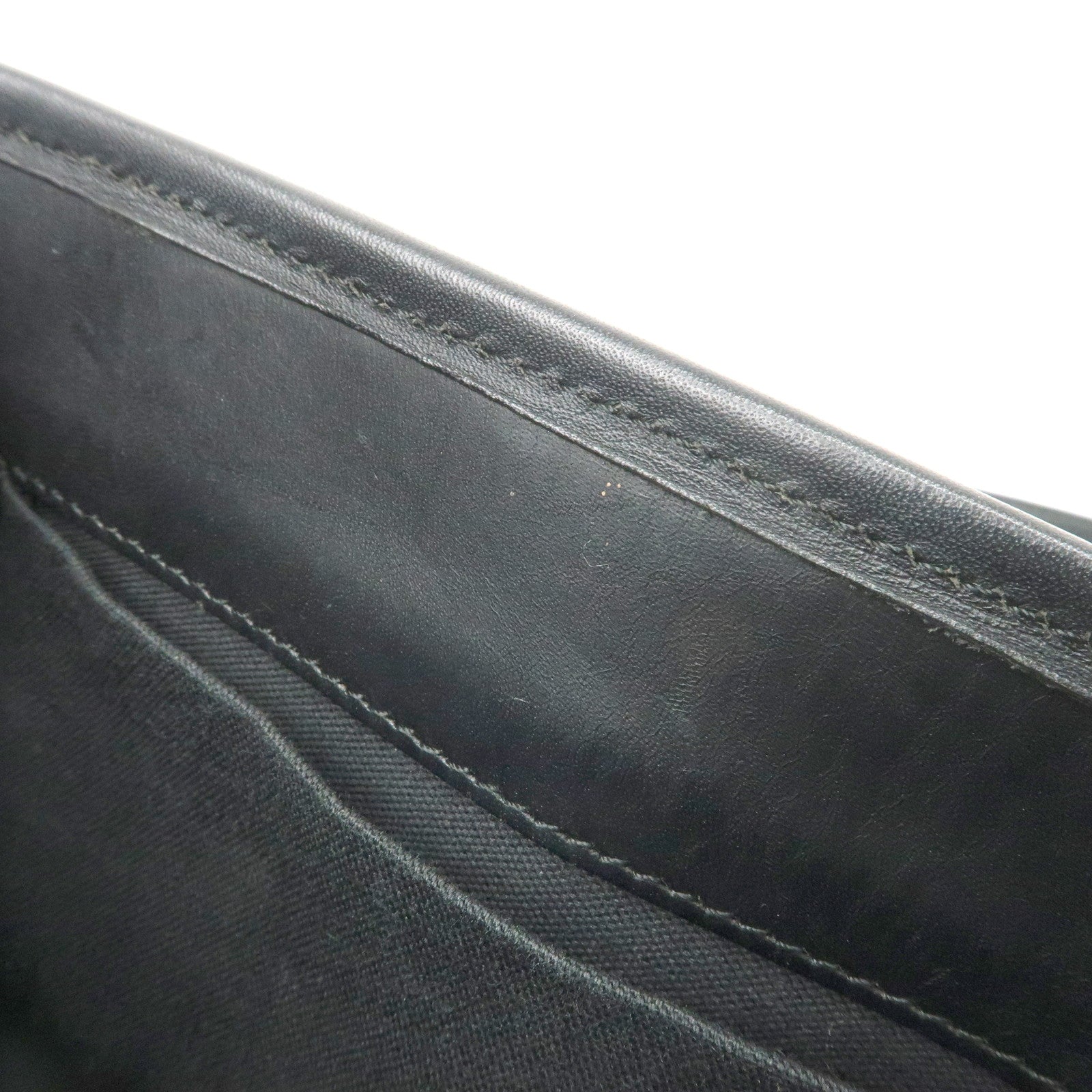 Chloe Logo Leather Shoulder Bag Hand Bag Black Gold Hardware Used