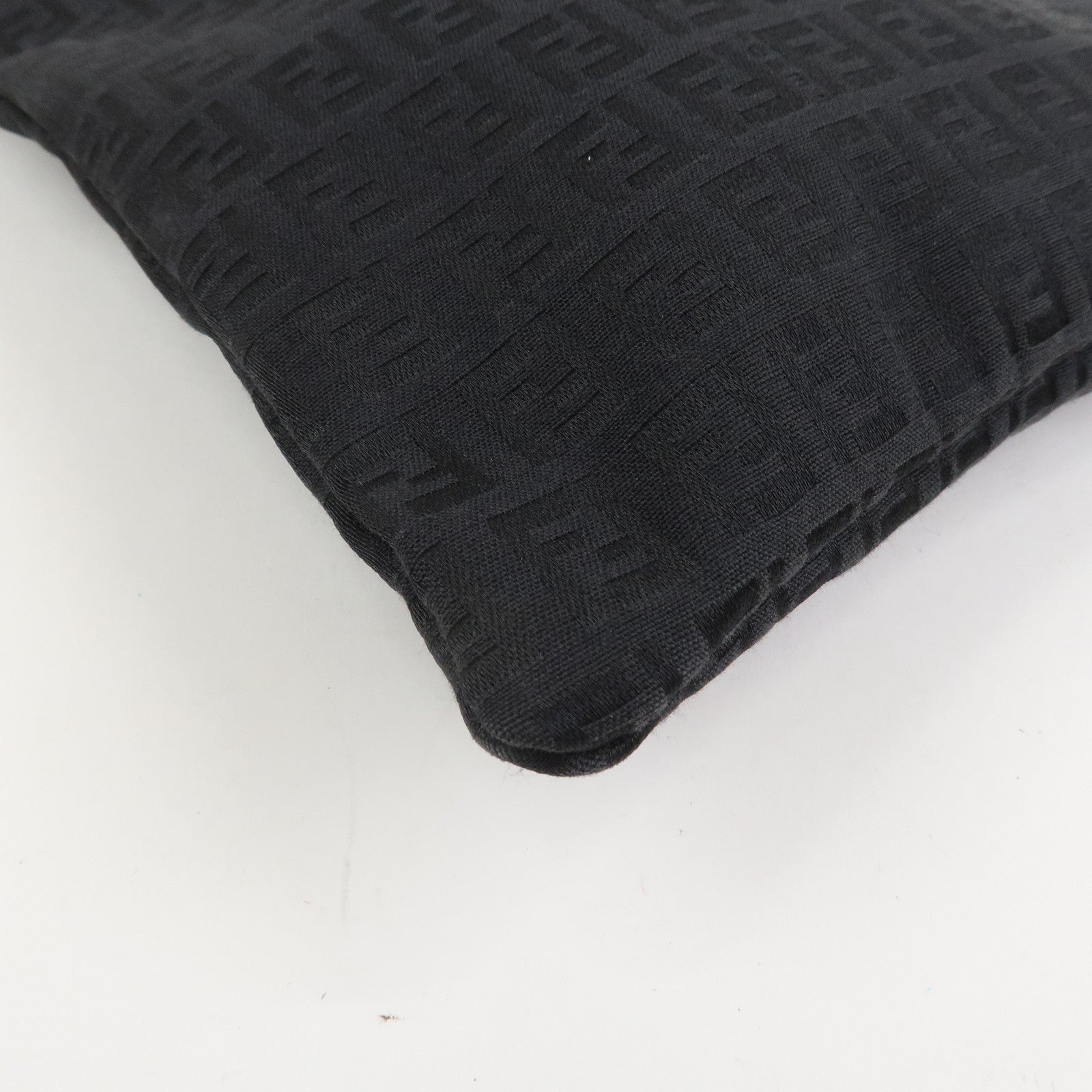 FENDI Zucchino Canvas Leather Tote Bag Hand Bag Black 8BH050